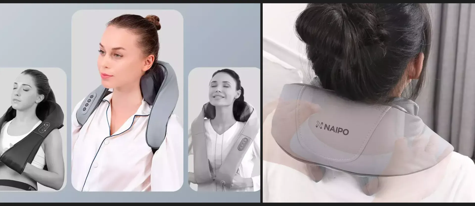 Масажер з підігрівом для плечей і шиї Naipo (Gray) (MGS-2301)