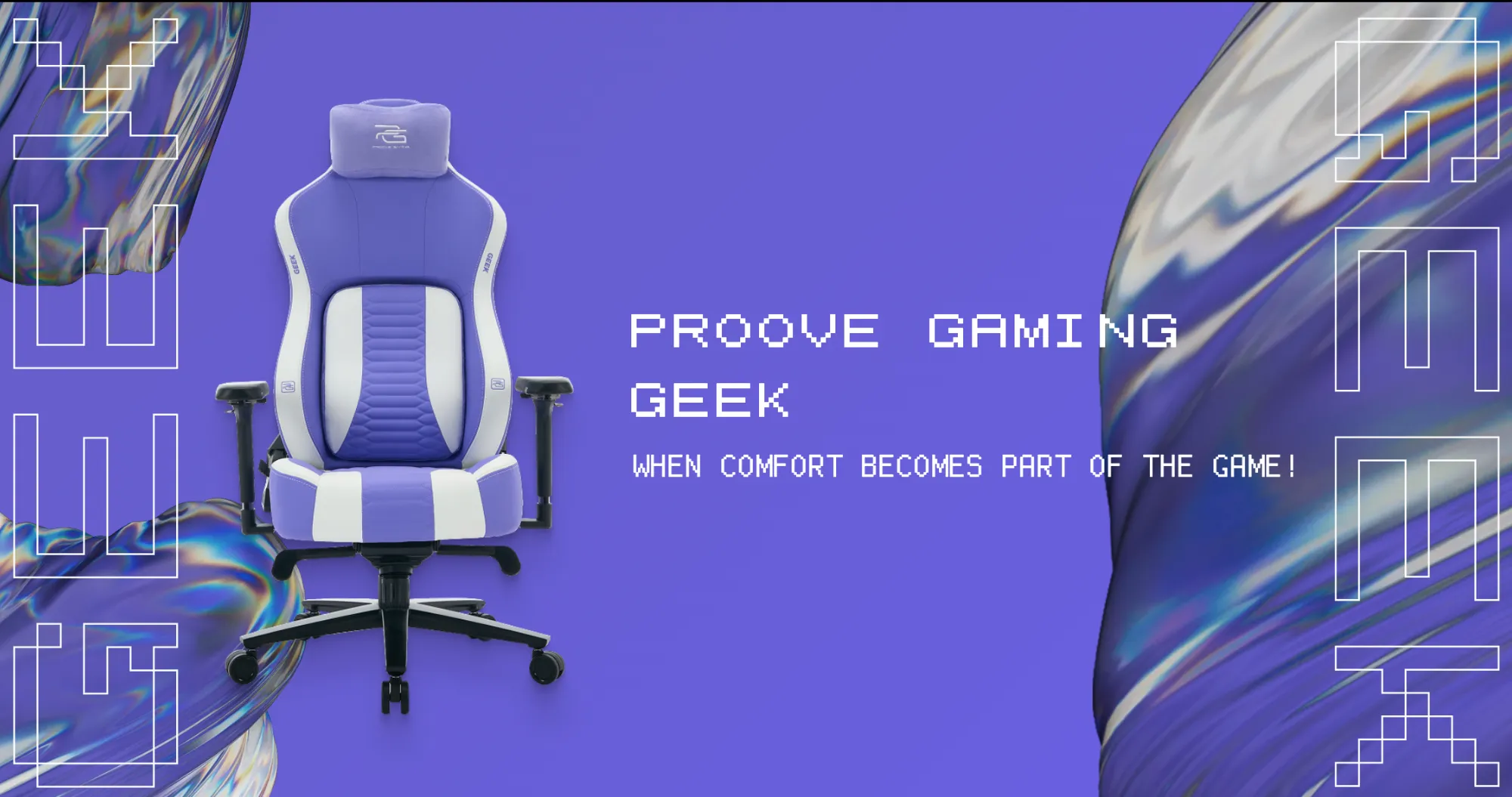 Крісло для геймерів Proove Gaming Geek (White/Purple) (UA)