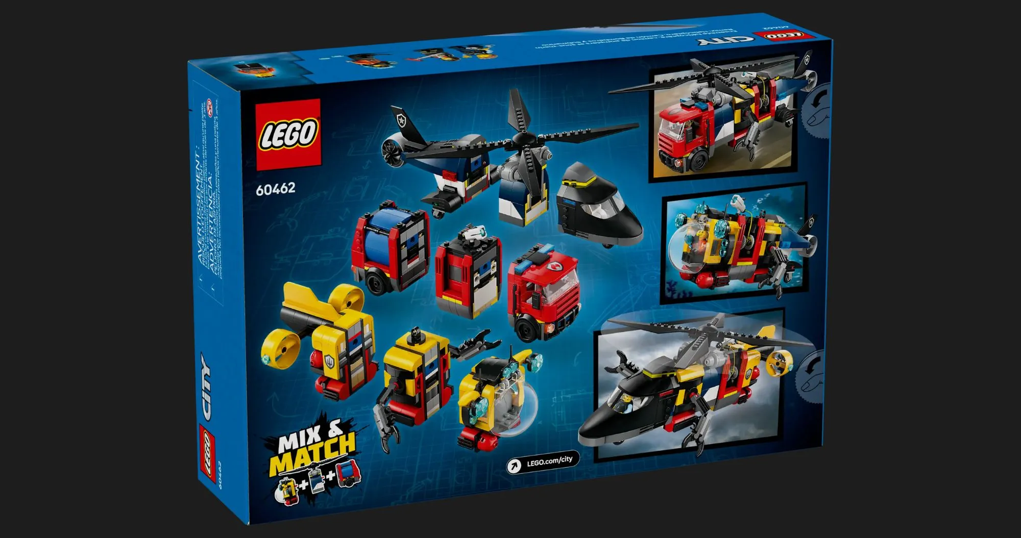 Конструктор LEGO City Helicopter, Fire Truck &amp; Submarine Remix (60462)