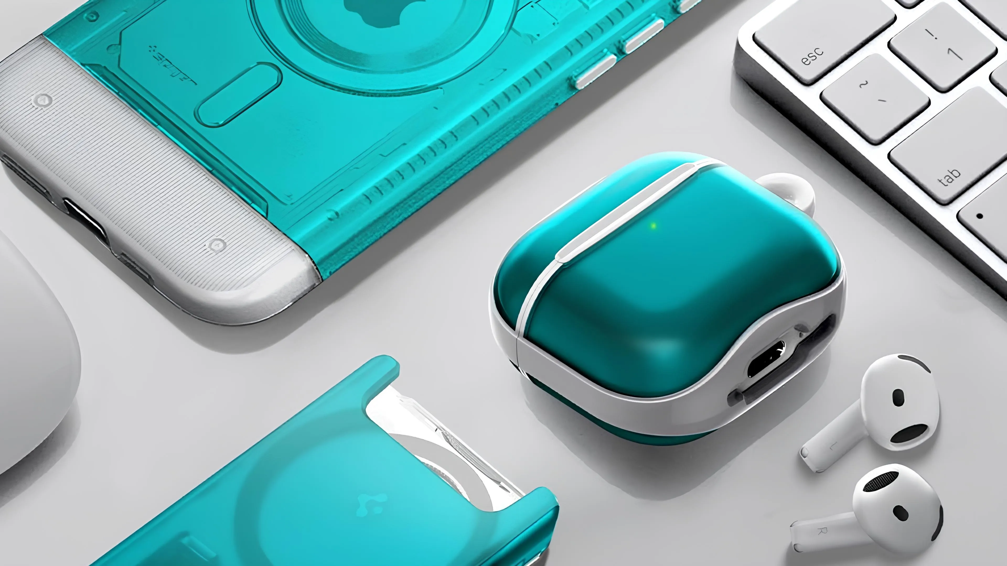 Чехол Spigen Classic C1 для Apple AirPods 4 (Bondi Blue)