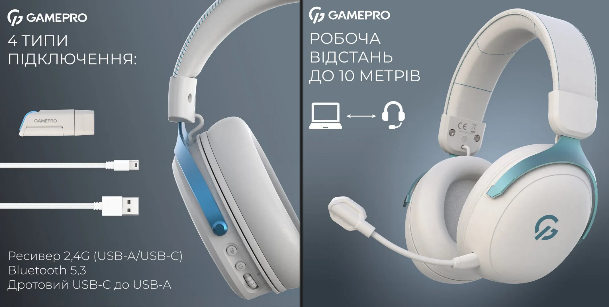 Ігрова гарнітура GamePro HSW201WB (White) (UA)