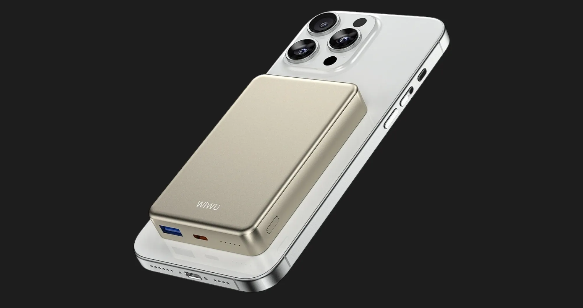 Зарядний пристрій Power Bank WiWU P15-1 Ultra Slim 10000mAh MagSafe (Titanium Gold)