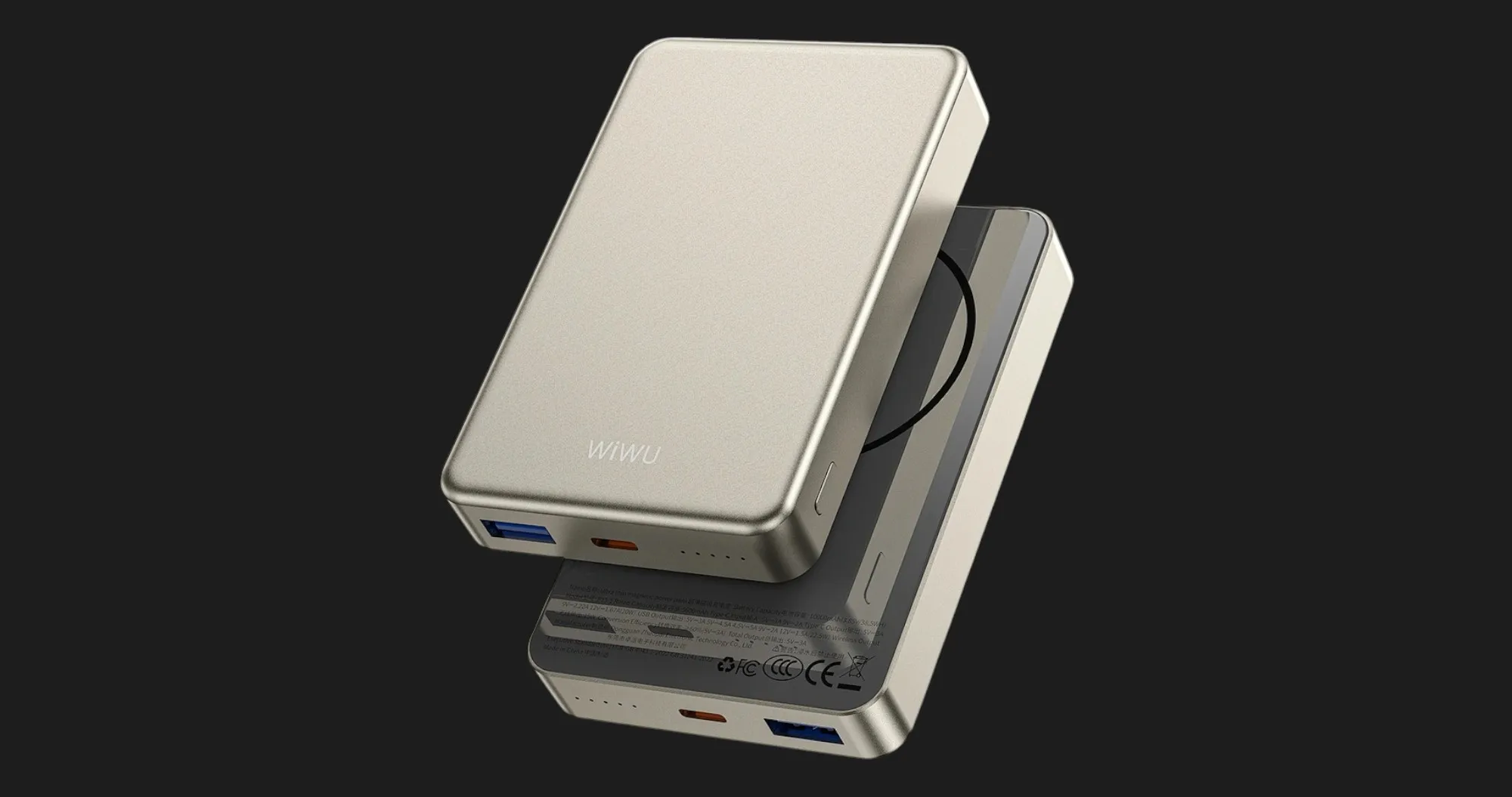 Зарядное устройство Power Bank WiWU P15-1 Ultra Slim 10000mAh MagSafe (Titanium Gold)