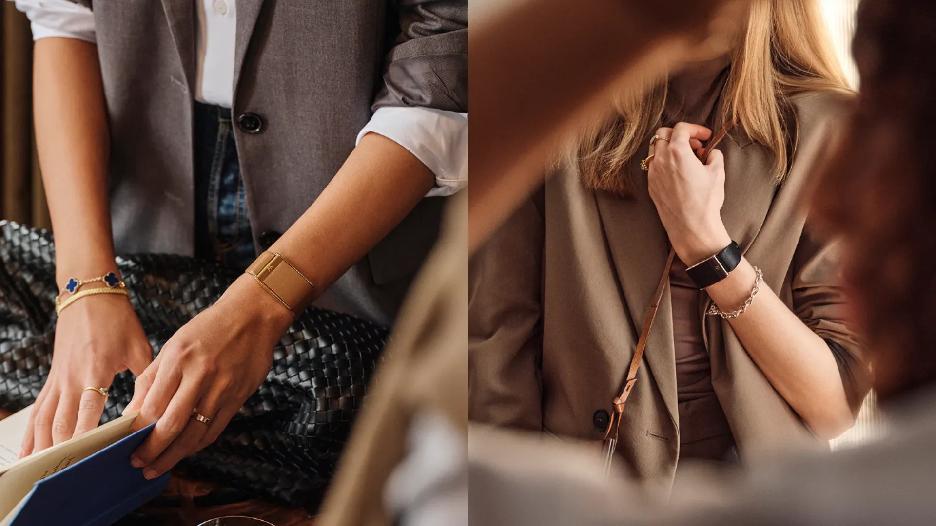 Ремінець Whoop LeatherLuxe Band для Whoop MG (Black with Titanium) (Size L)