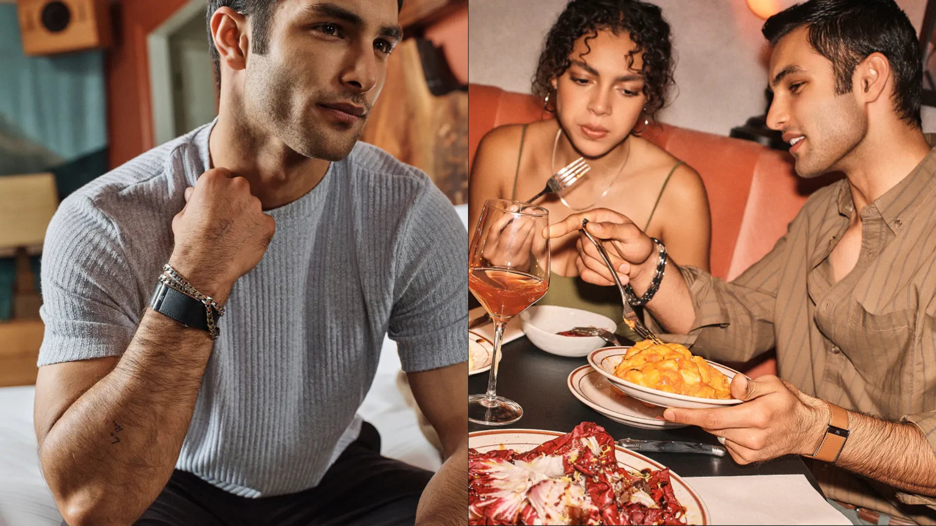 Ремінець Whoop LeatherLuxe Band Straight для Whoop MG (Black/Cream with Titanium) (Size L)