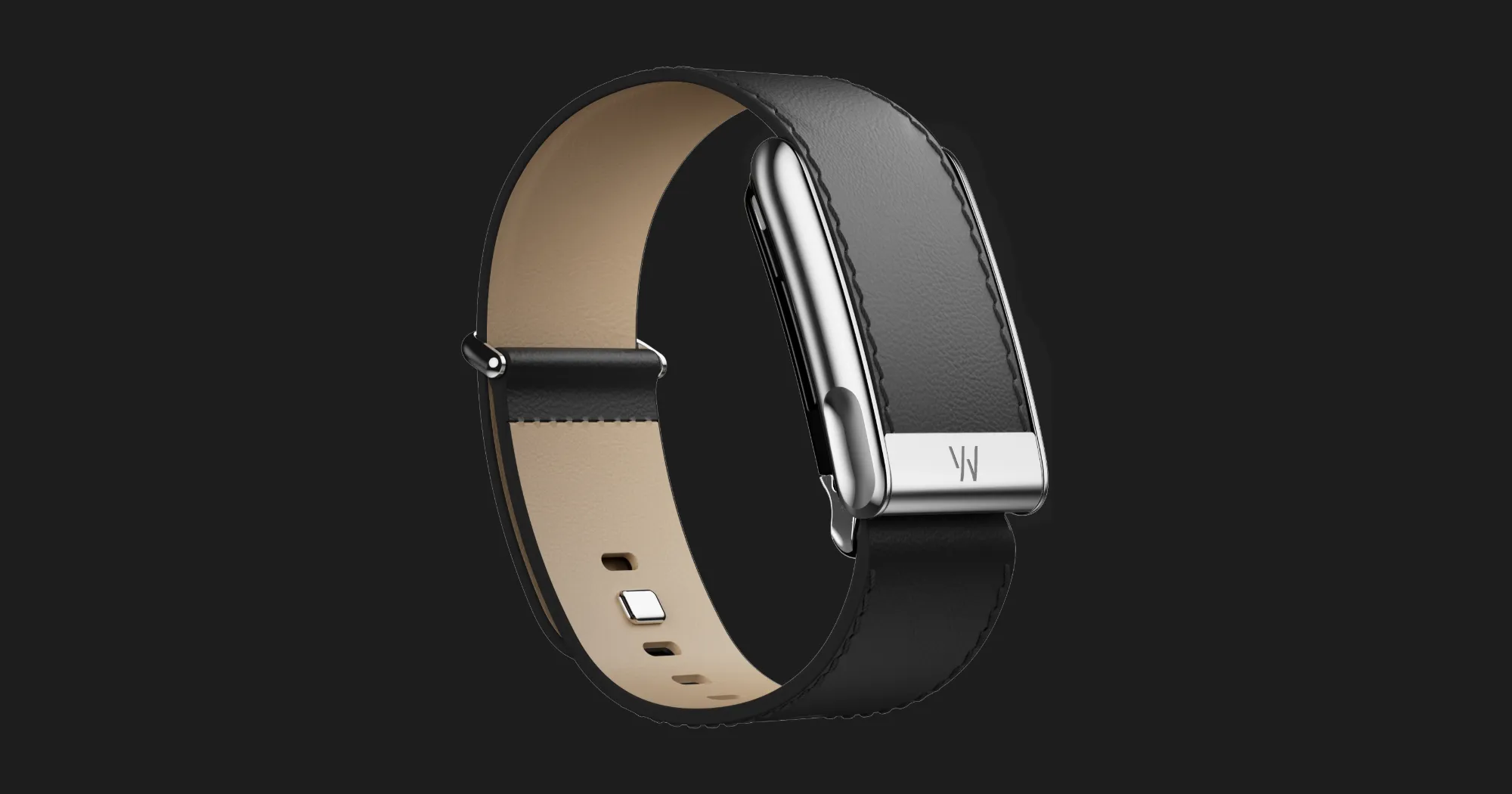 Ремінець Whoop LeatherLuxe Band Straight для Whoop MG (Black/Cream with Titanium) (Size L)