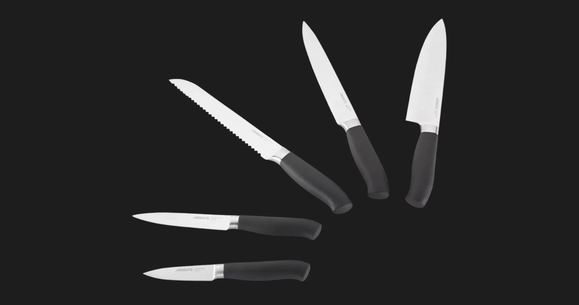 Набор ножей с блоком Ardesto Black Mars 6 предметов, дерево