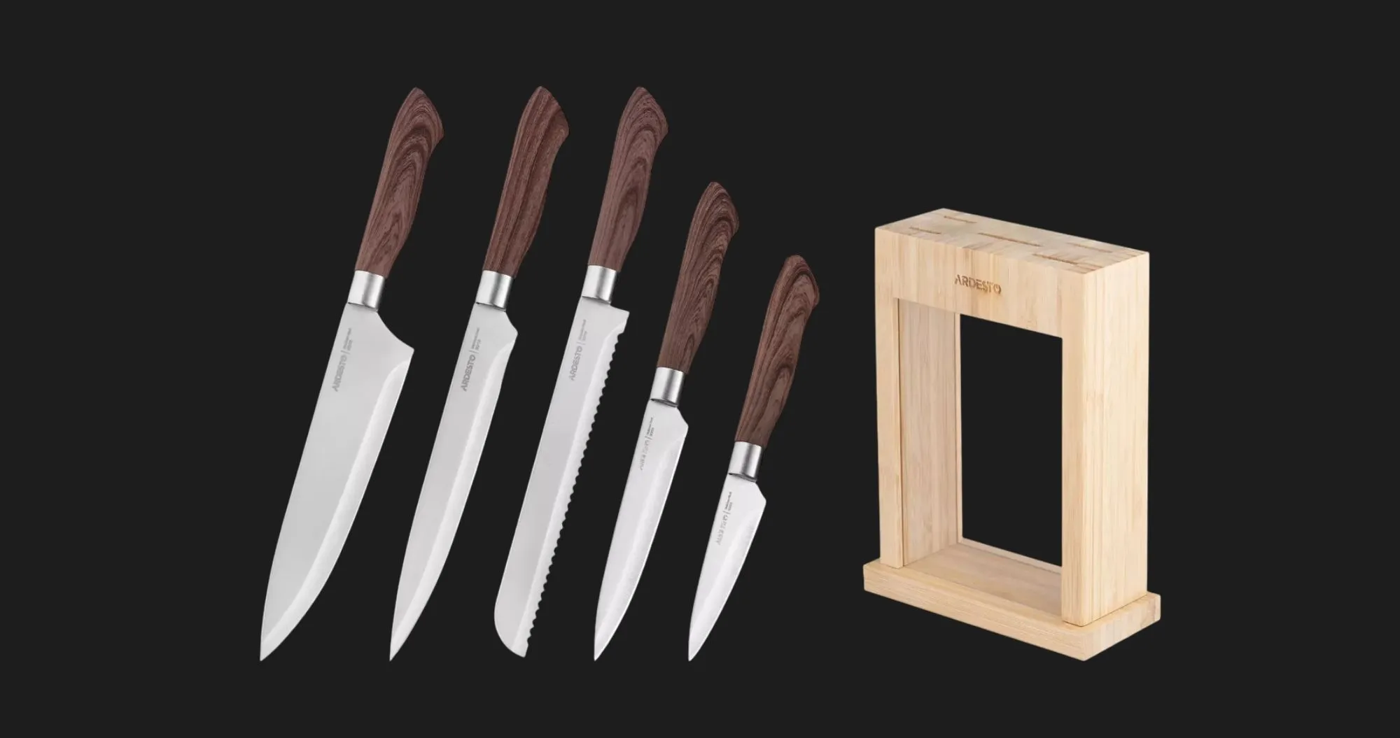 Набор ножей с блоком Ardesto Midori 6 предметов, бамбук