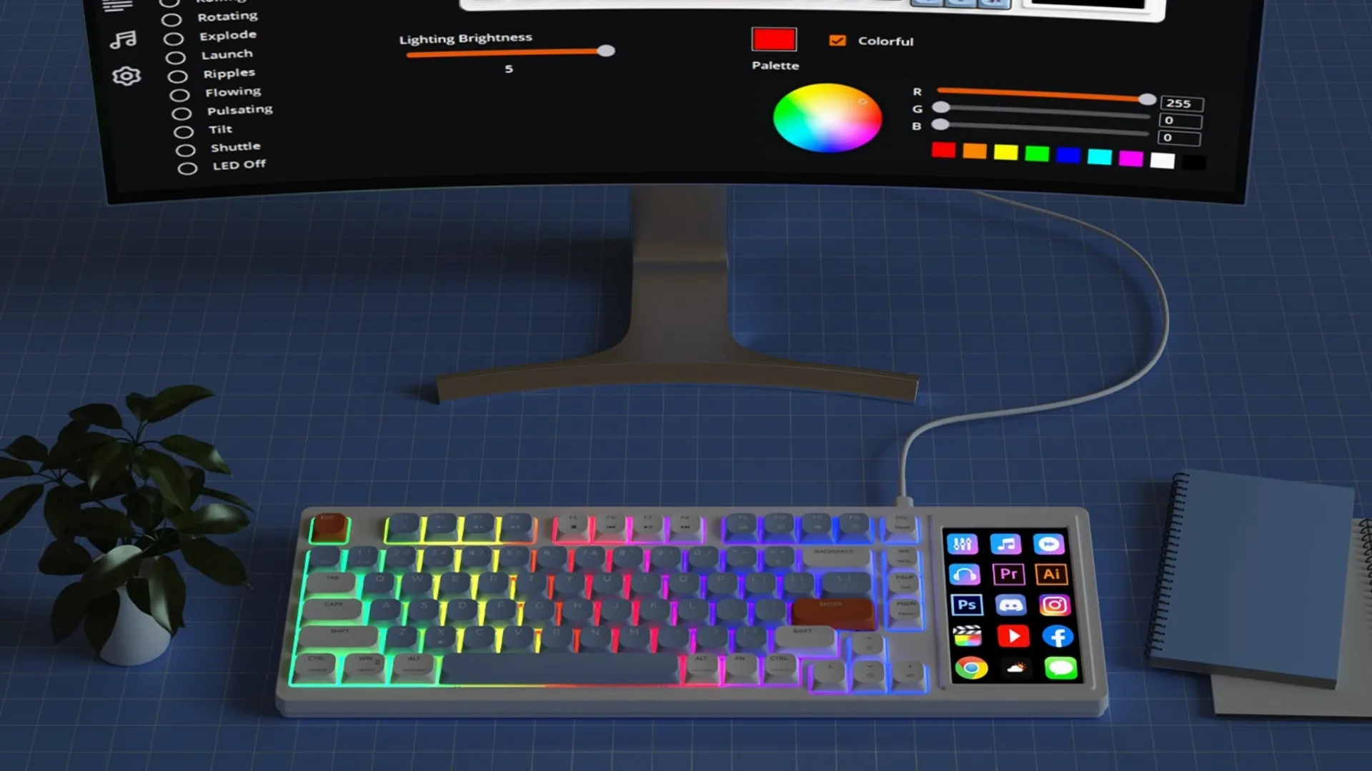 Клавиатура игровая Ajazz AKP815 Red Switch (White/Blue) (AKP815-R-WBO) (UA)