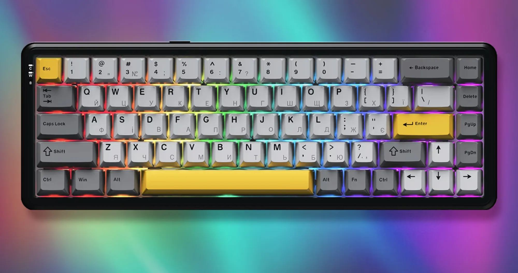 Клавіатура ігрова Ajazz (Black/Gray/Yellow) (AK680-M-BGY-AW) (UA)