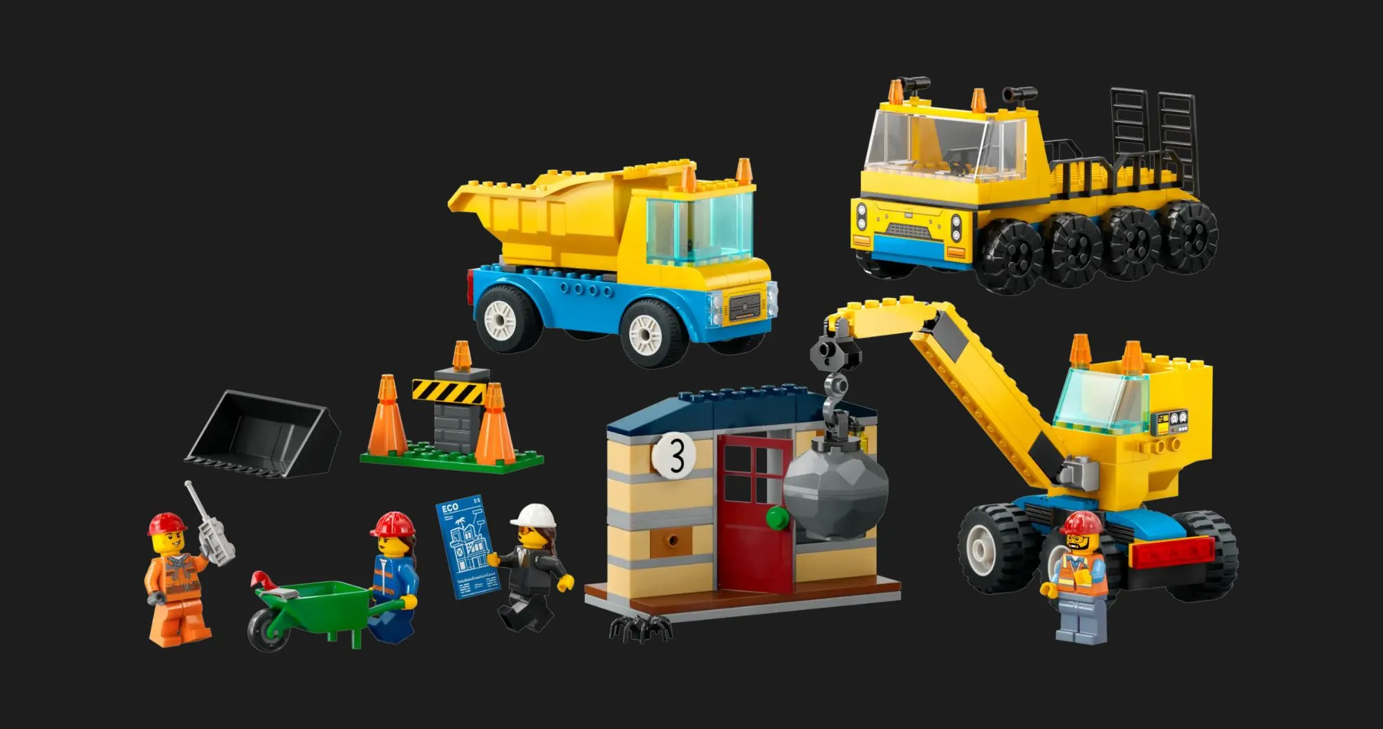 Конструктор LEGO City Construction Trucks and Wrecking Ball Crane (60391)