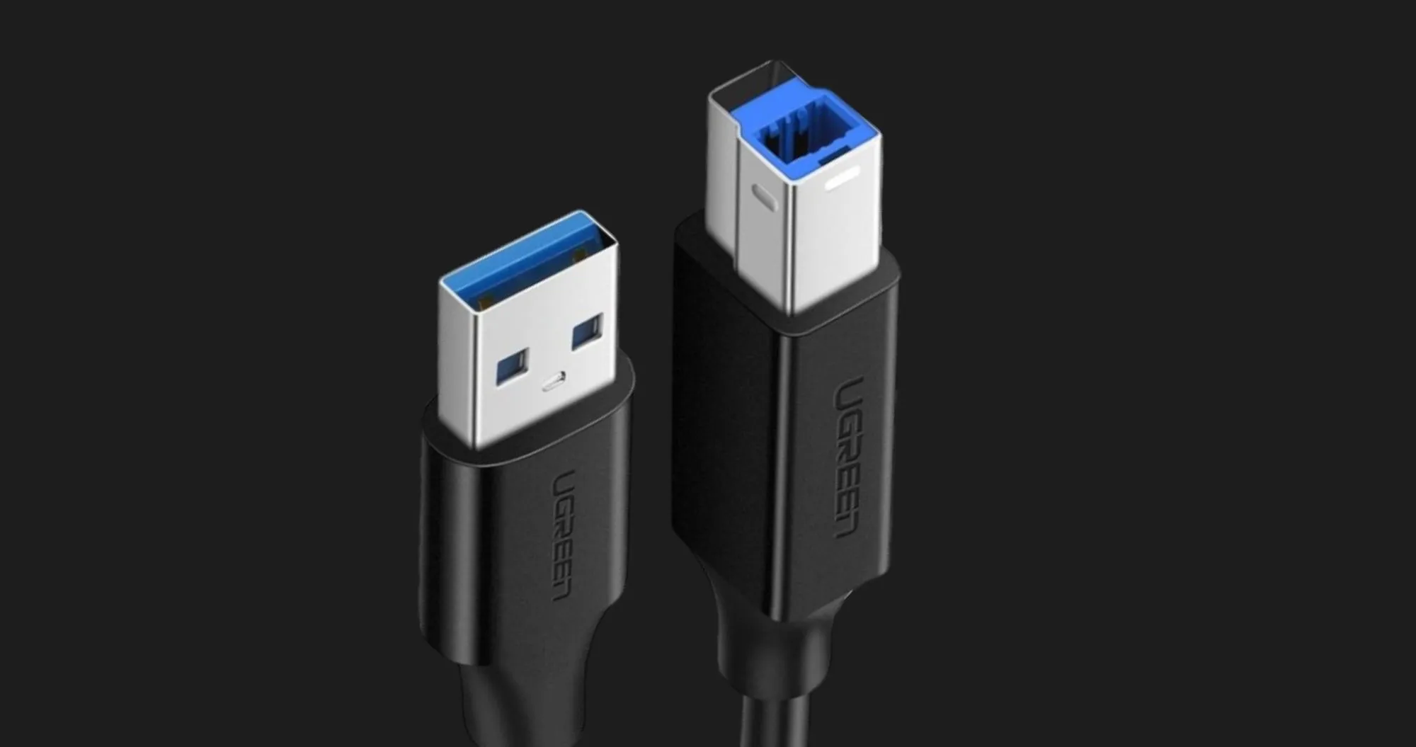 Кабель UGREEN US210 USB 3.0 AM to BM Print Cable 1m (Black)