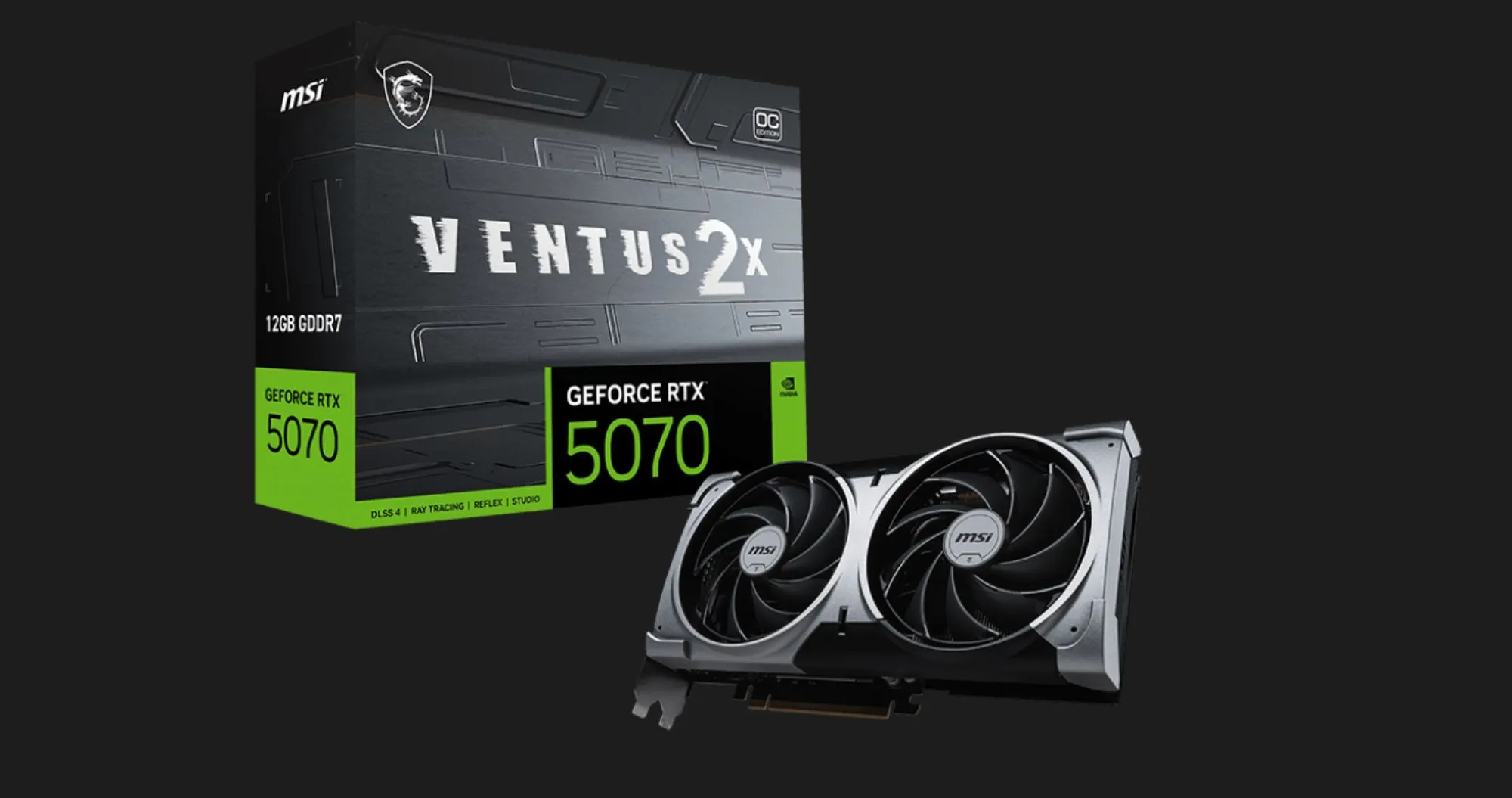 Видеокарта MSI GeForce RTX 5070 Ventus 2X OC 12GB (GeForce RTX 5070 12G VENTUS 2X OC)