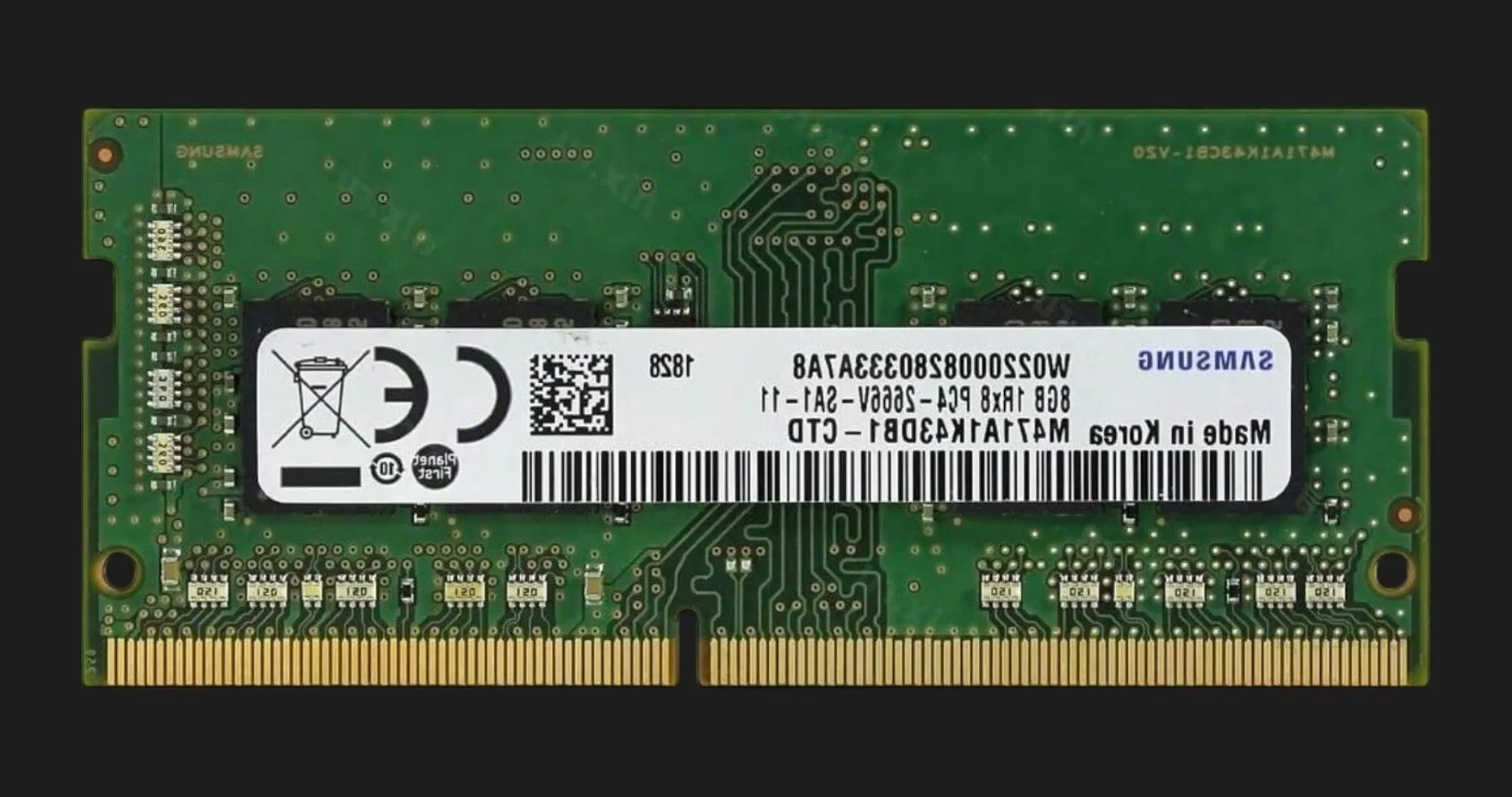 Оперативная память Samsung SO-DIMM DDR4 8GB 1x8GB 2666MHz (M471A1K43DB1-CTD)