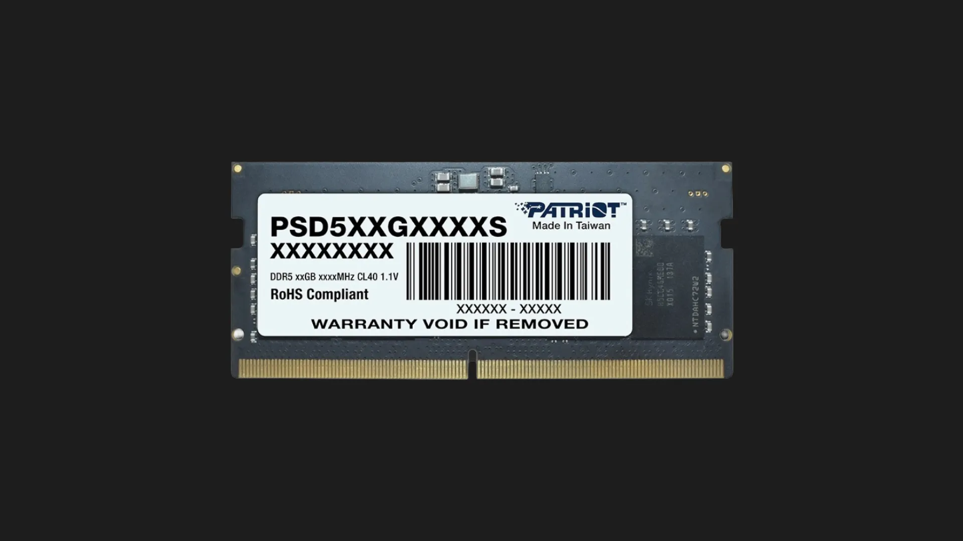 Оперативна памʼять Patriot Signature Line SO-DIMM DDR5 32GB 1x32GB 4800MHz (PSD532G48002S)