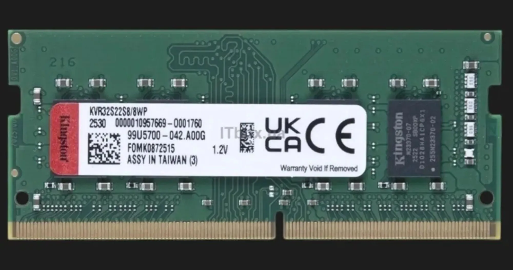 Оперативна памʼять Kingston DDR4 8GB 1x8GB 3200MHz (KVR32S22S8/8WP)