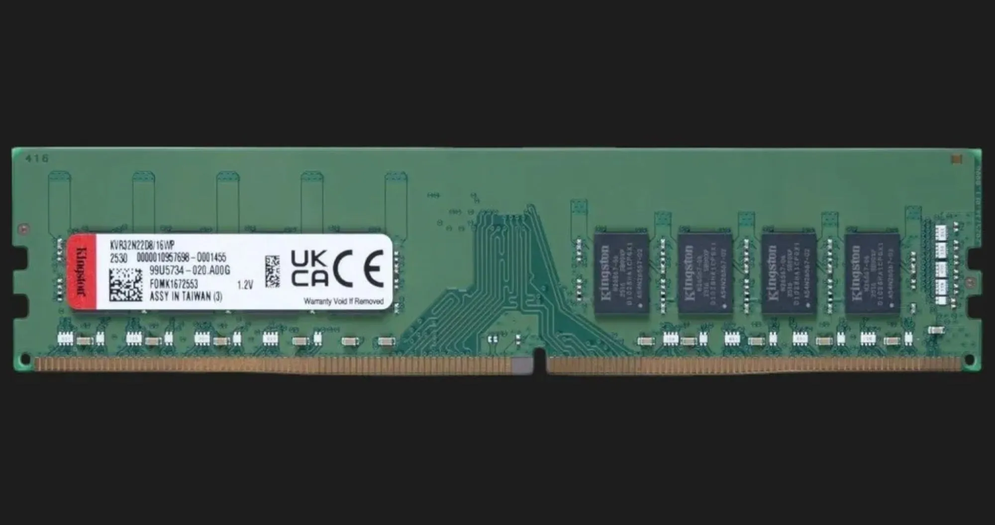 Оперативная память Kingston DDR4 16GB 1x16GB 3200MHz (KVR32N22D8/16WP)