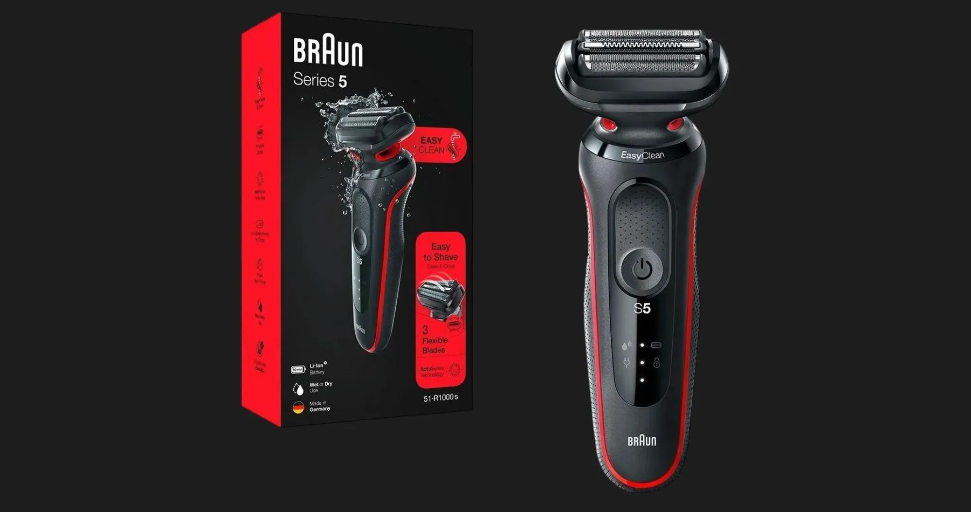 Електрична бритва BRAUN Series 5 Wet&amp;Dry (51-R1000s) (Black/Red)