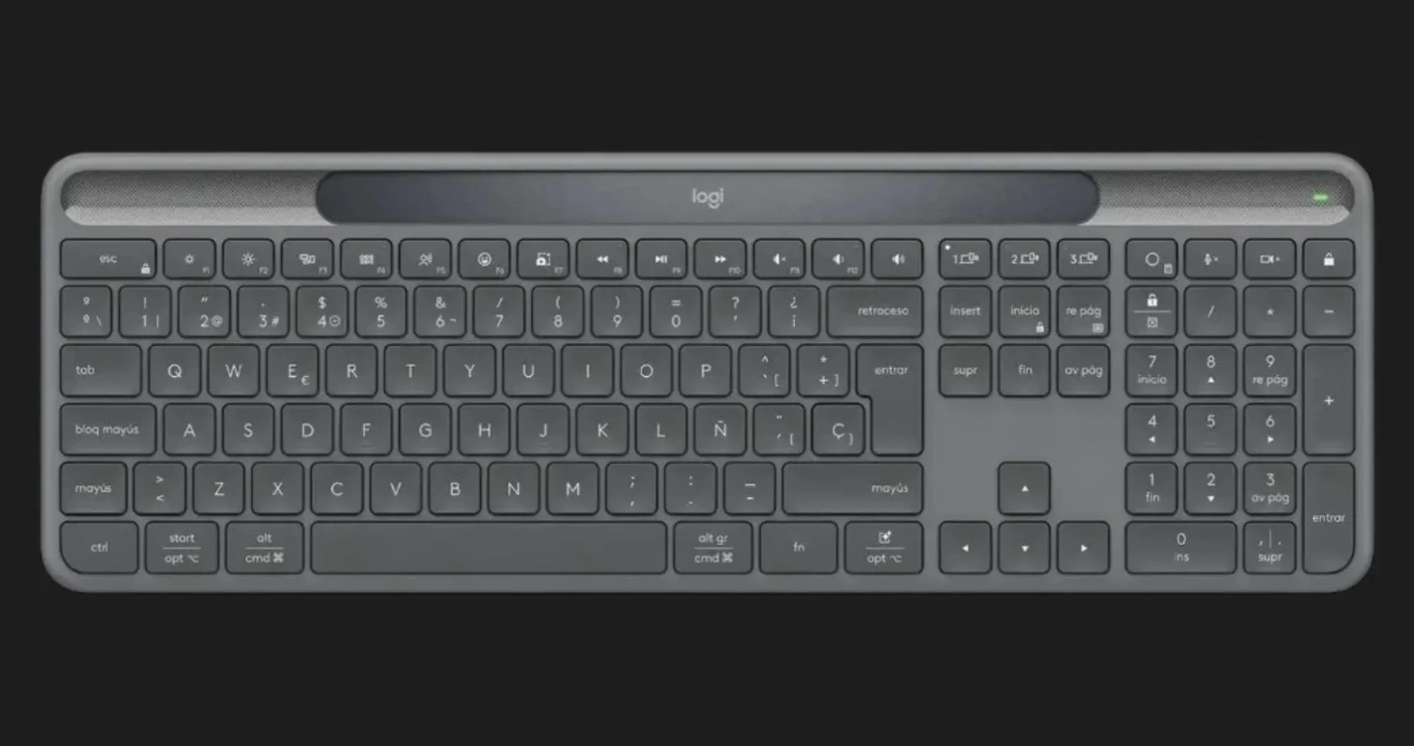 Клавiатура бездротова Logitech Slim Solar+ (Graphite) (UA)