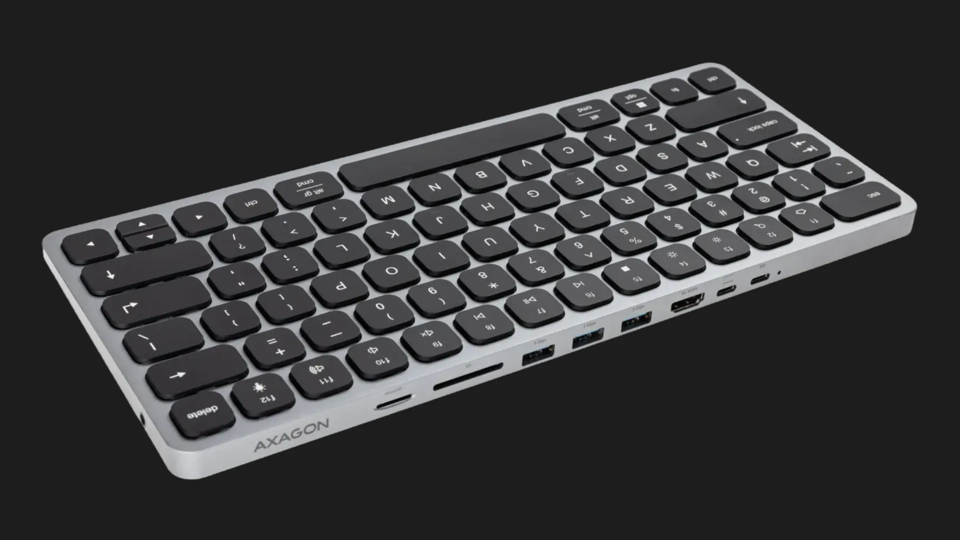 Клавиатура AXAGON HMC-KB 9 in 1 Layout USB (Silver/Black) (UA)