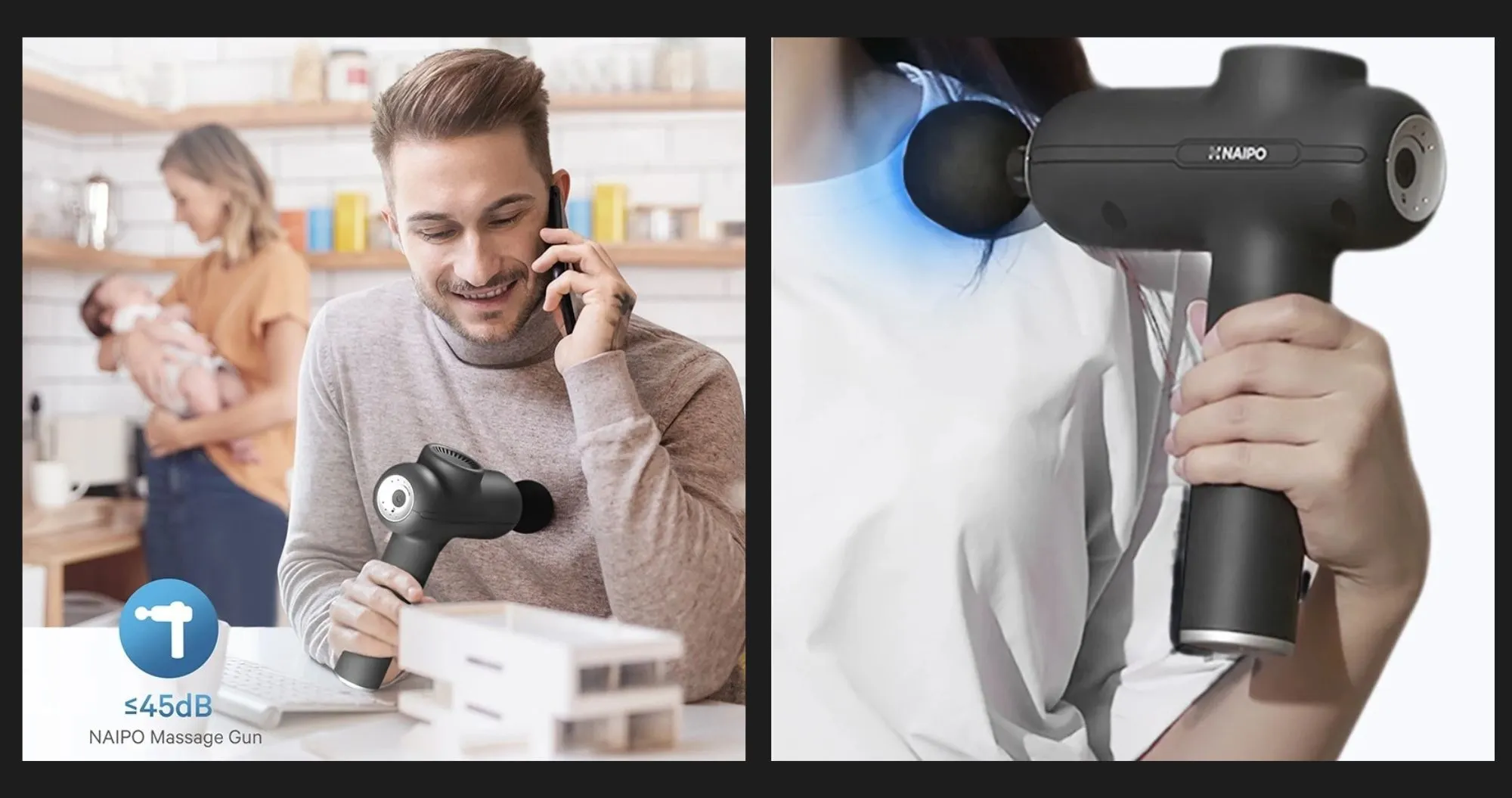 Перкуссионный массажер Naipo (Black) (MGG-2103)