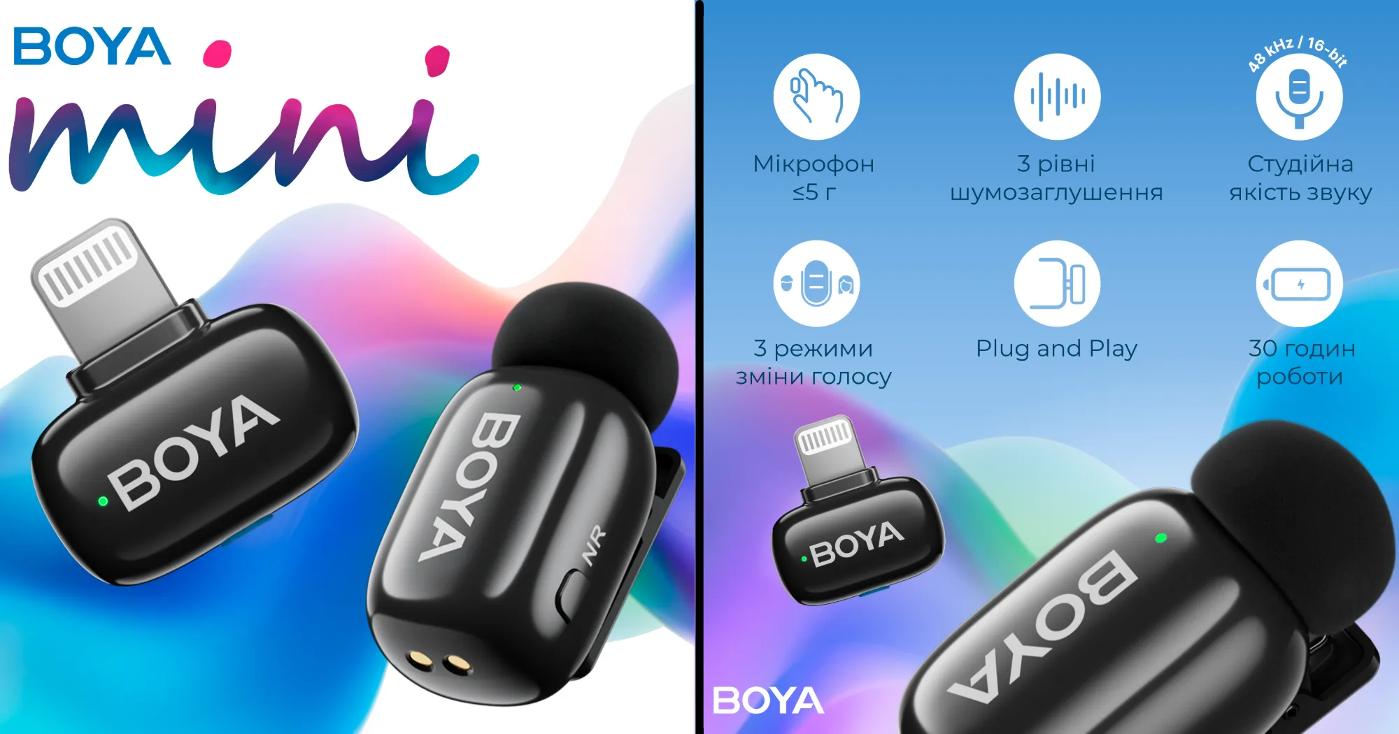Микрофонная радиосистема BOYA mini-16 Lightning (Black)