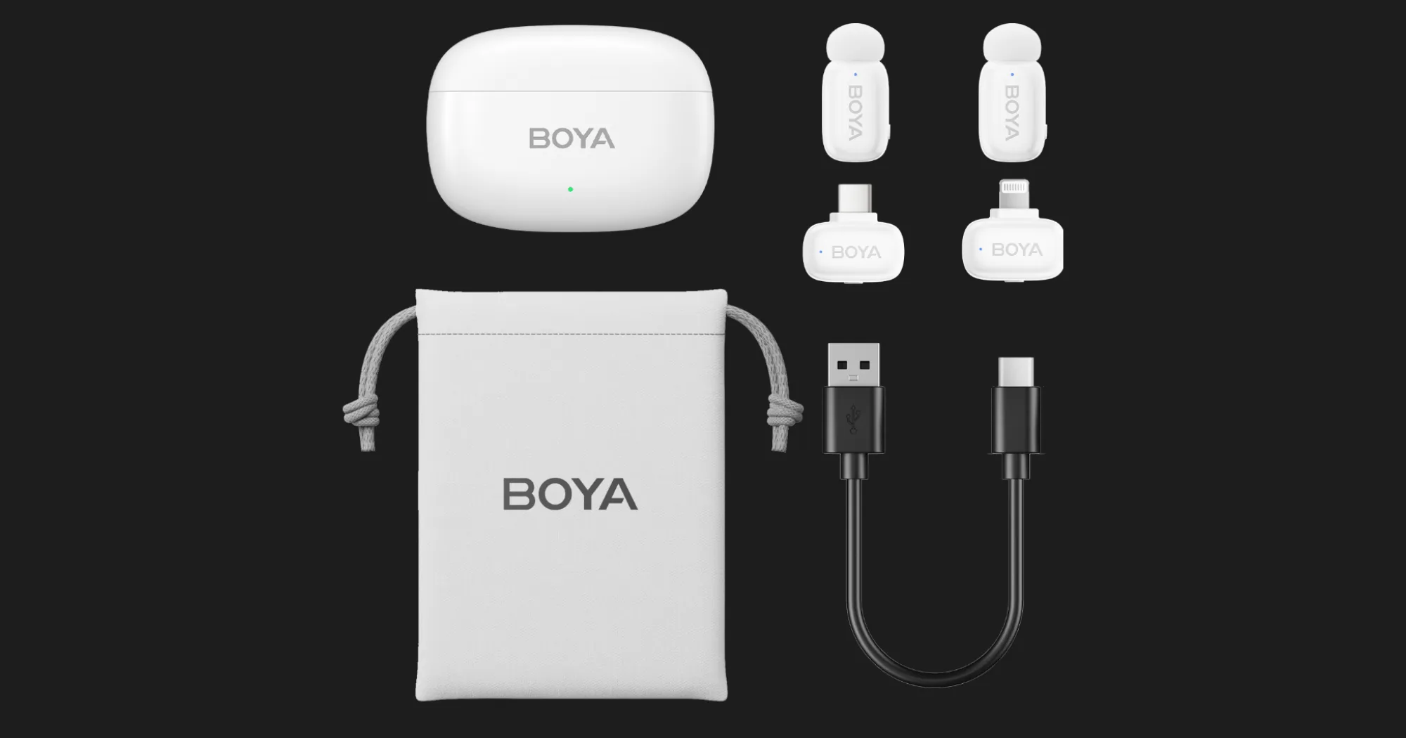 Микрофонная радиосистема BOYA mini-13 Type-C/Lightning (White)