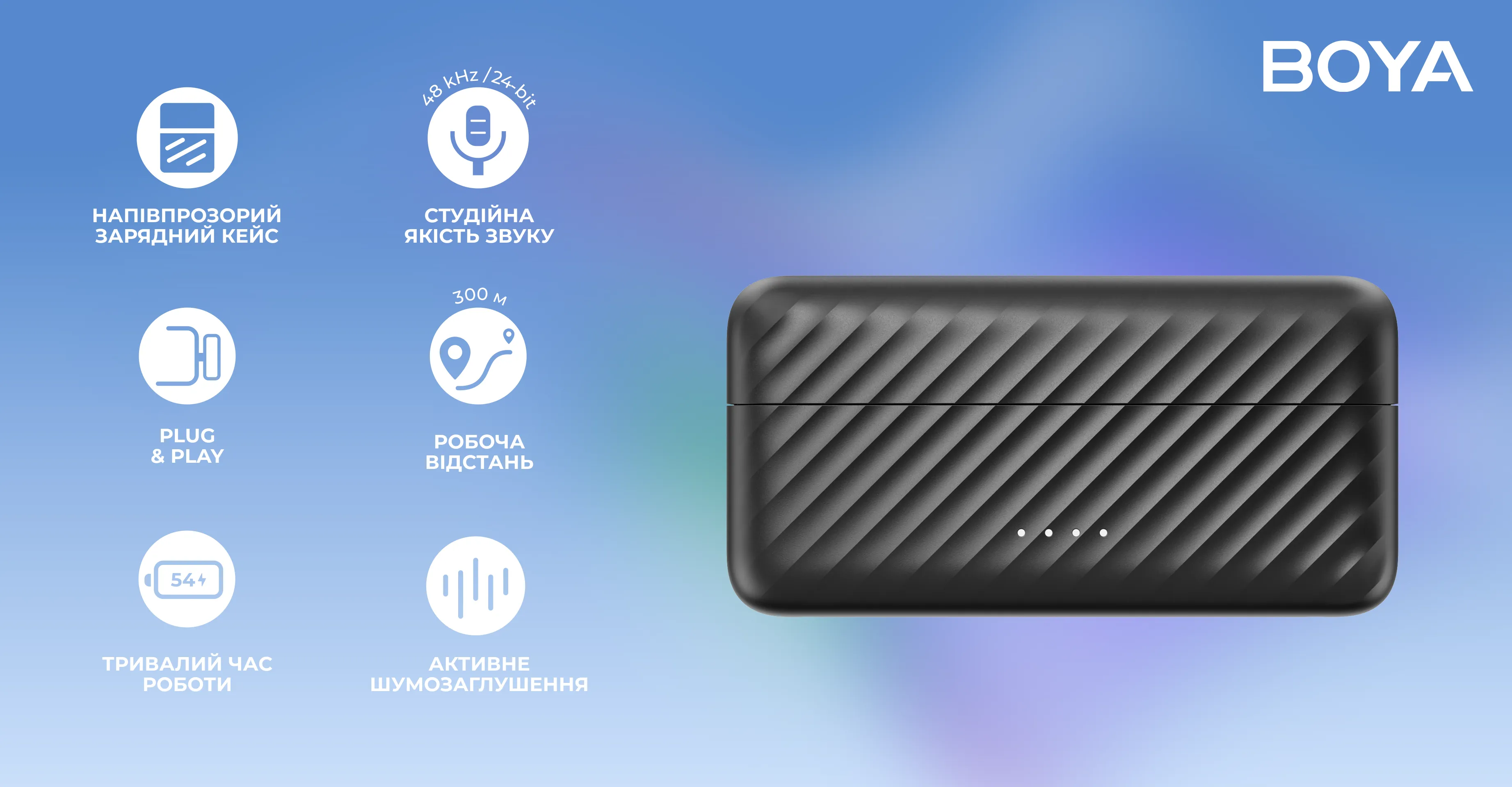 Микрофонная радиосистема BOYA MIC 2-02 Type-C/TRS (Black)