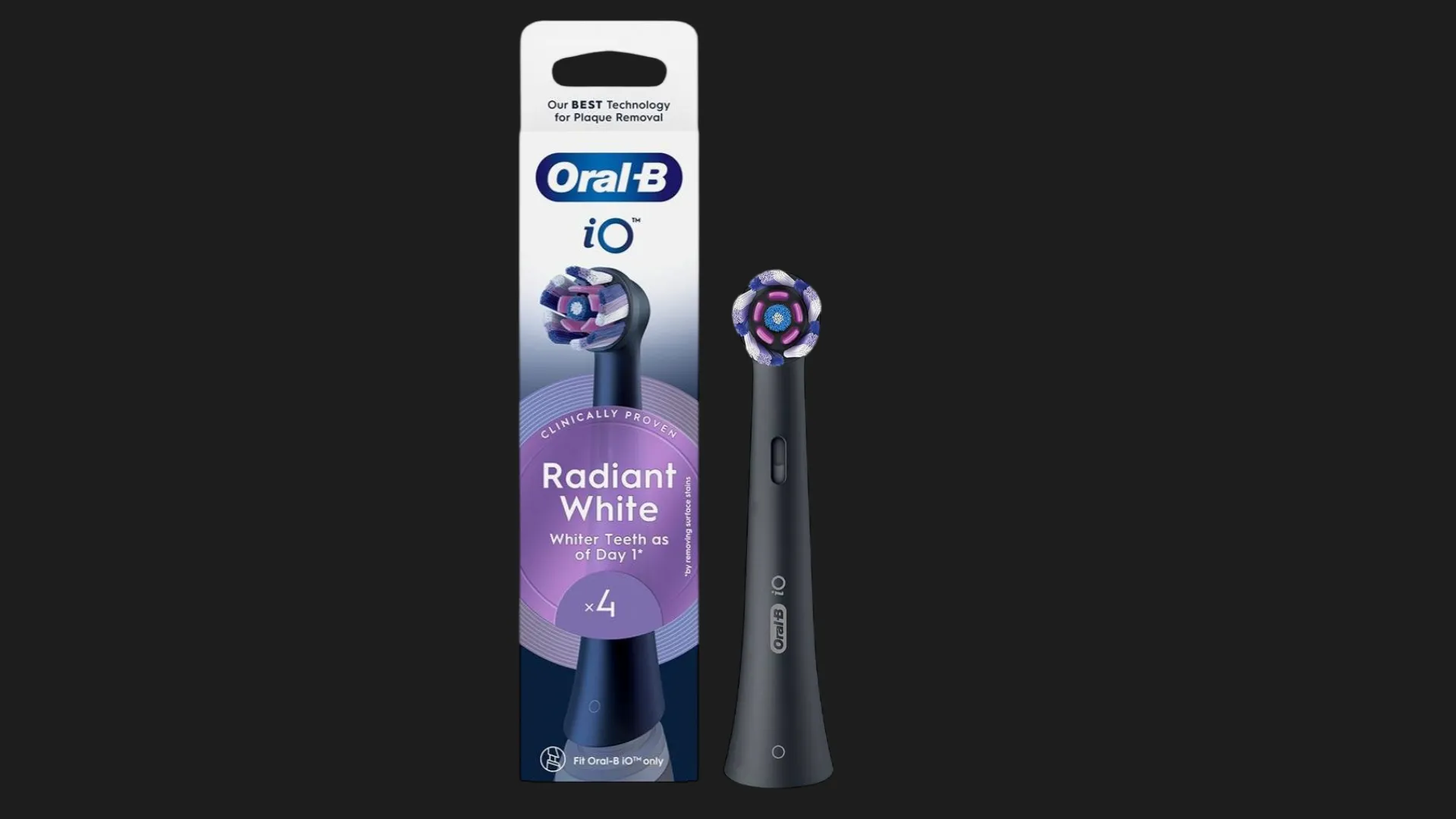 Насадка для зубної щітки Braun Oral-B iO Radiant White (Black)