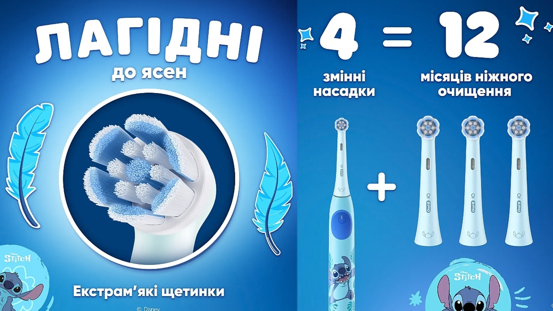 Насадка для зубной щетки Braun Oral-B Kids Stitch (Blue)
