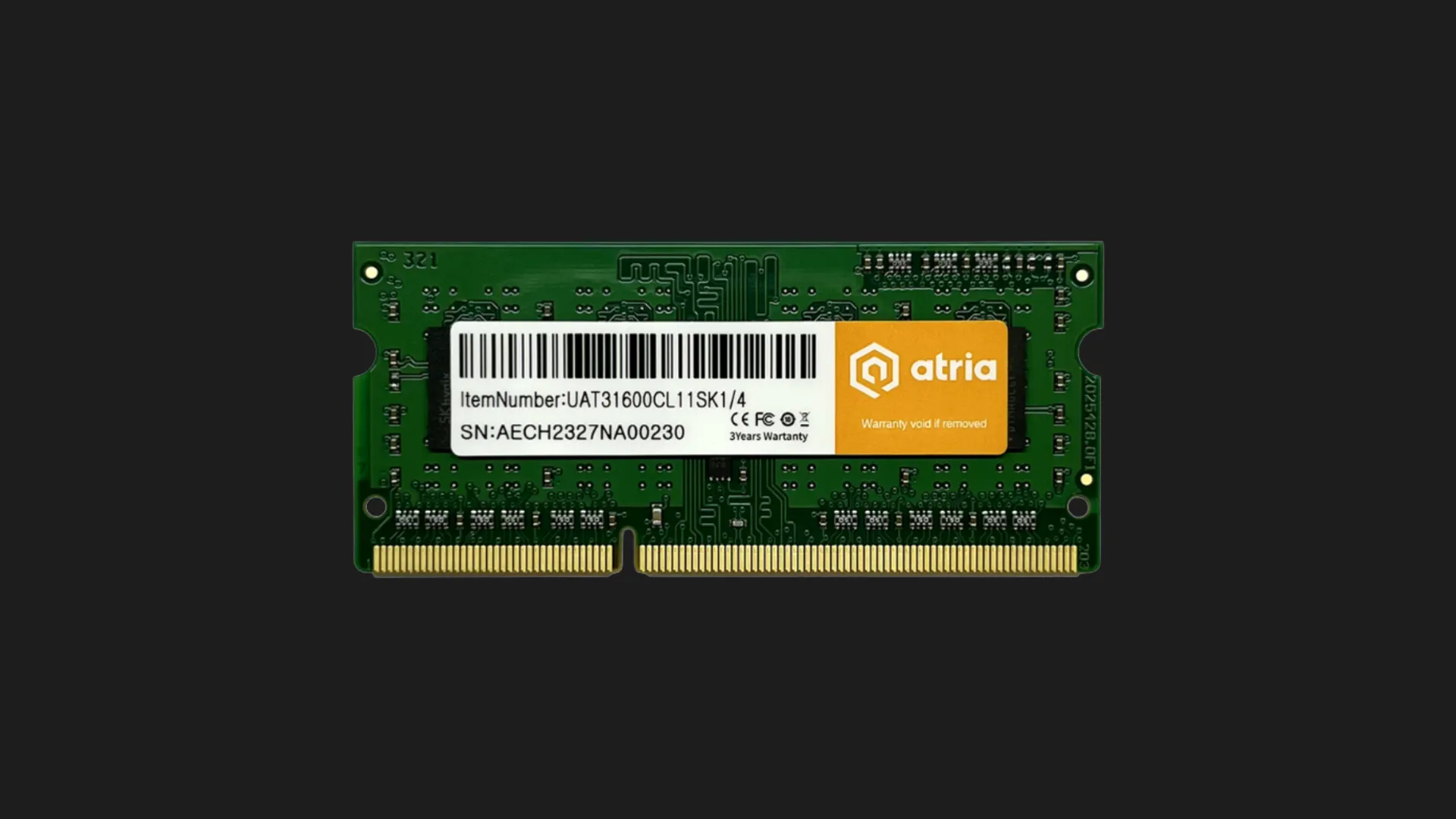 Оперативна памʼять ATRIA DDR3 4GB 1x4GB 1600MHz (UAT31600CL11SK1/4)