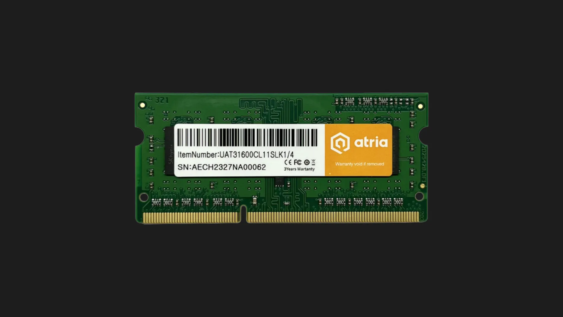 Оперативна памʼять ATRIA DDR3 4GB 1x4GB 1600MHz (UAT31600CL11SLK1/4)