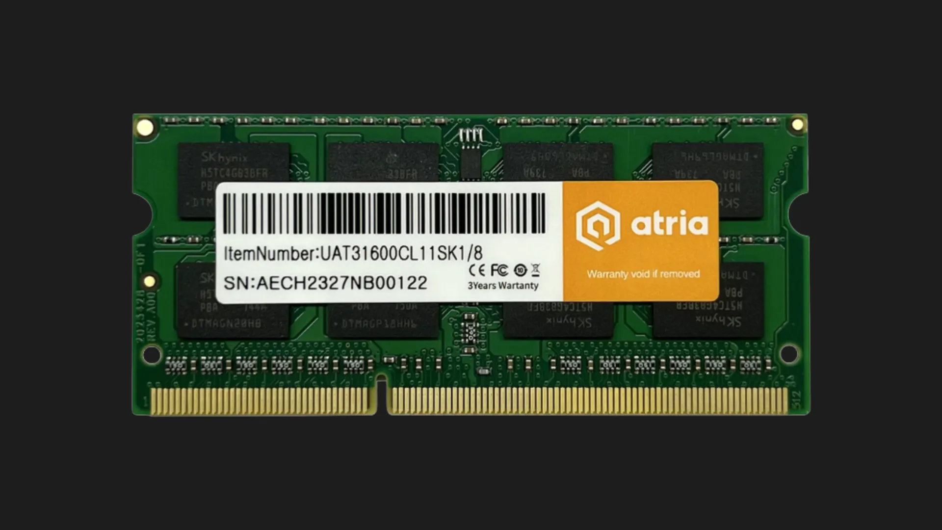Оперативная память ATRIA DDR3 8GB 1x8GB 1600MHz (UAT31600CL11SK1/8)