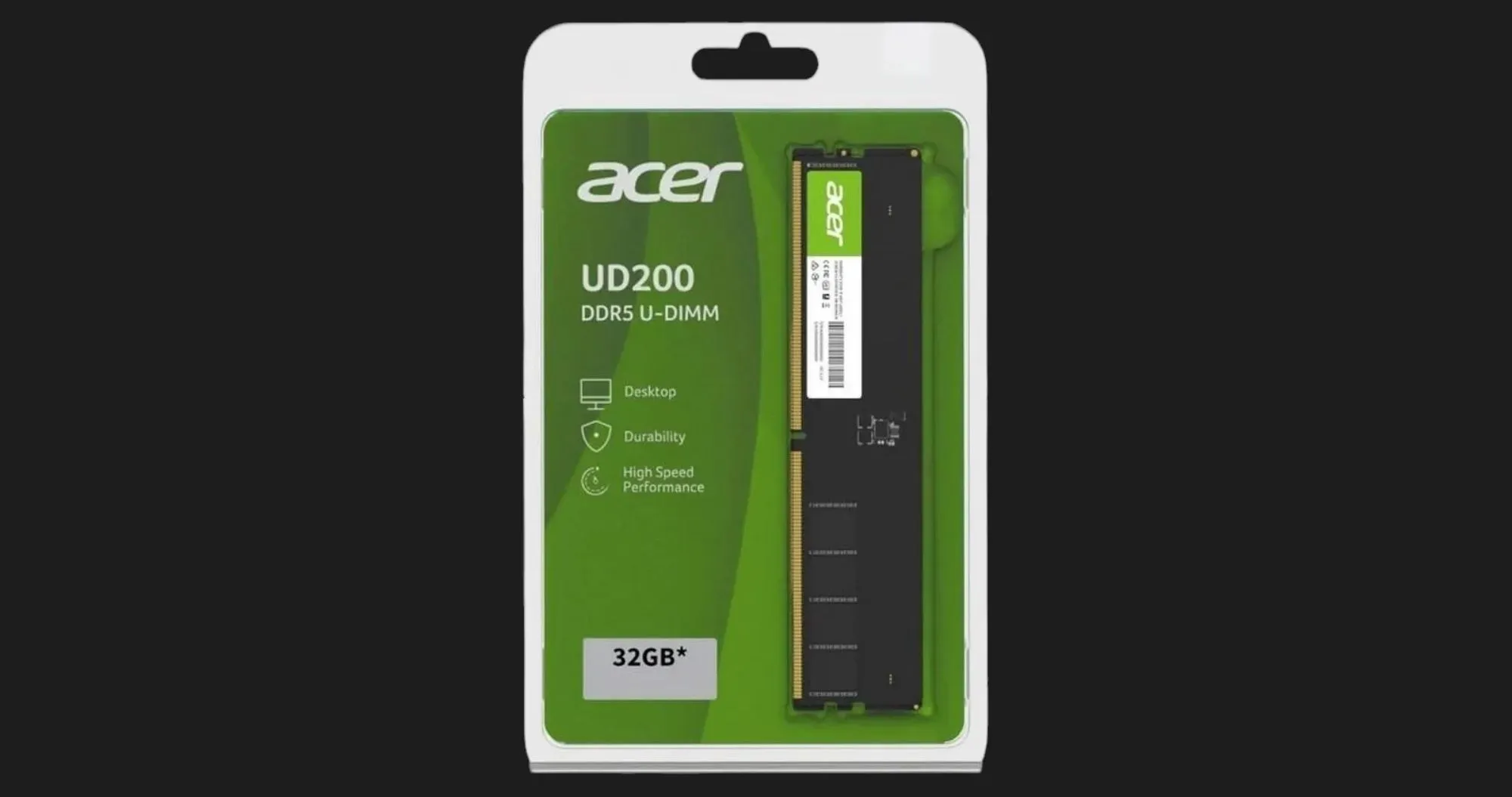 Оперативна памʼять Acer UD200 DDR5 32GB 1x32GB 5600MHz (BL.9BWWA.427)