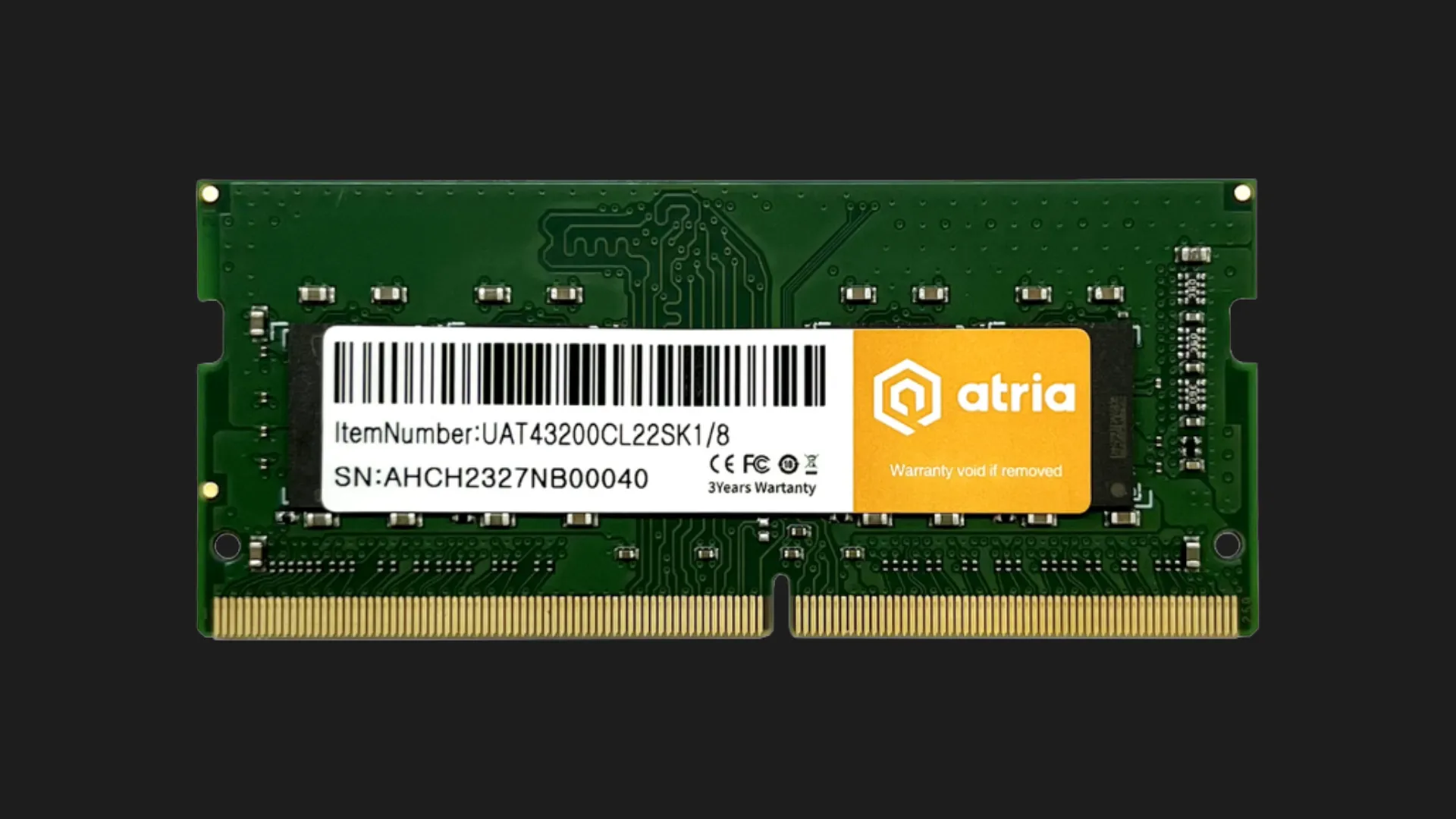 Оперативна памʼять ATRIA DDR4 8GB 1x8GB 3200MHz (UAT43200CL22SK1/8)
