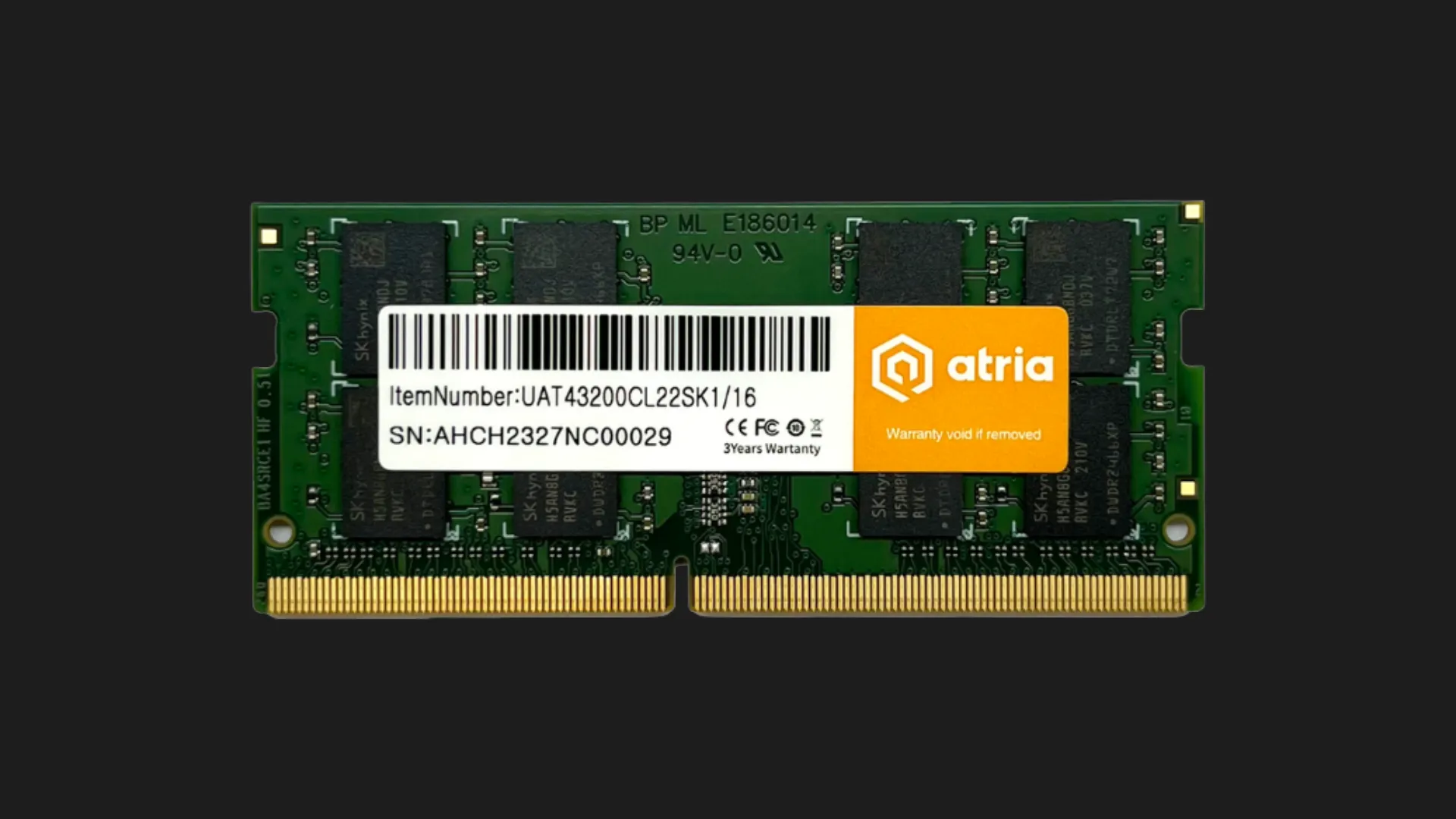 Оперативна памʼять ATRIA DDR4 16GB 1x16GB 3200MHz (UAT43200CL22SK1/16)