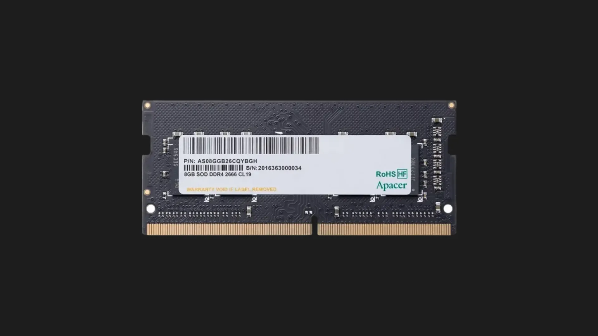 Оперативна памʼять Apacer SO-DIMM DDR4 8GB 1x8GB 2666MHz (AS08GGB26CQYBGH)
