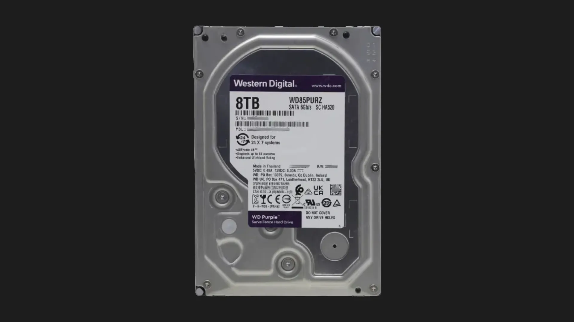 Жорсткий диск Western Digital Purple 8TB 3.5" 256MB 5640rpm (WD85PURZ)