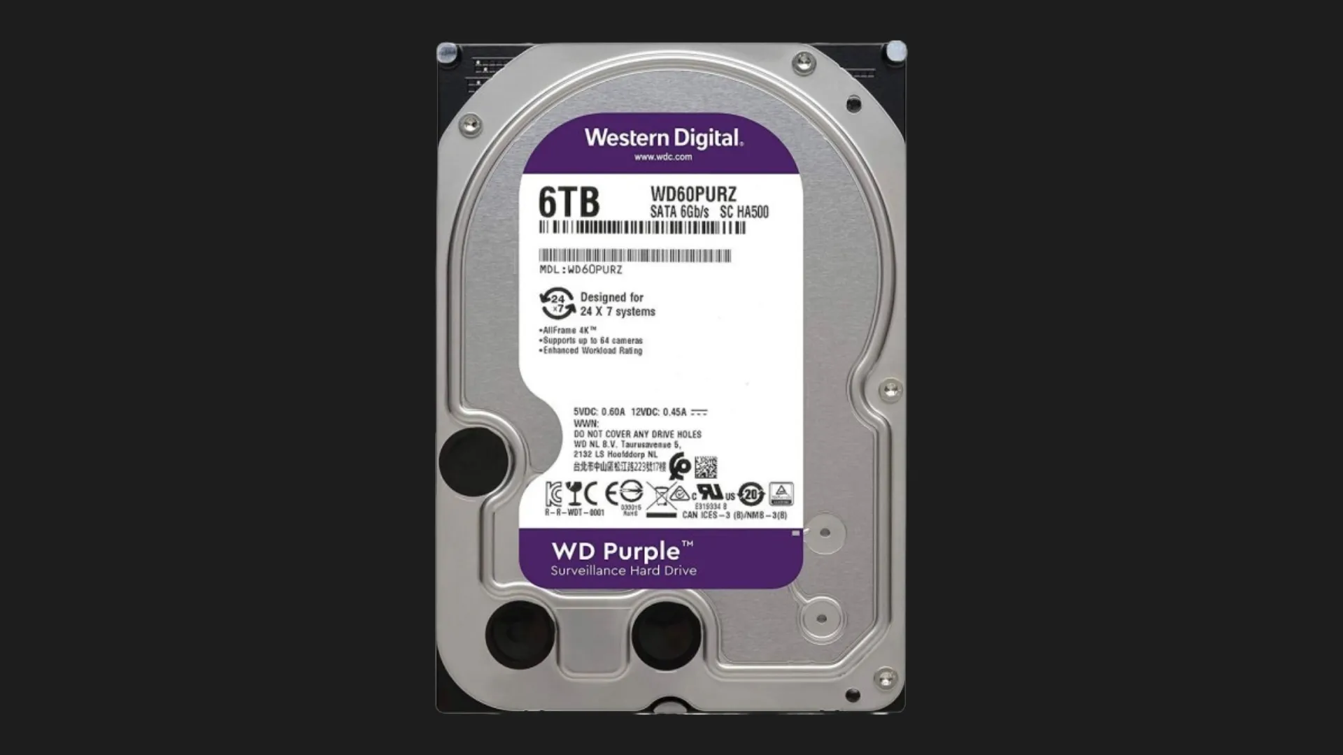 Жорсткий диск Western Digital Purple 6TB 3.5" 256MB 5400rpm (WD64PURZ)