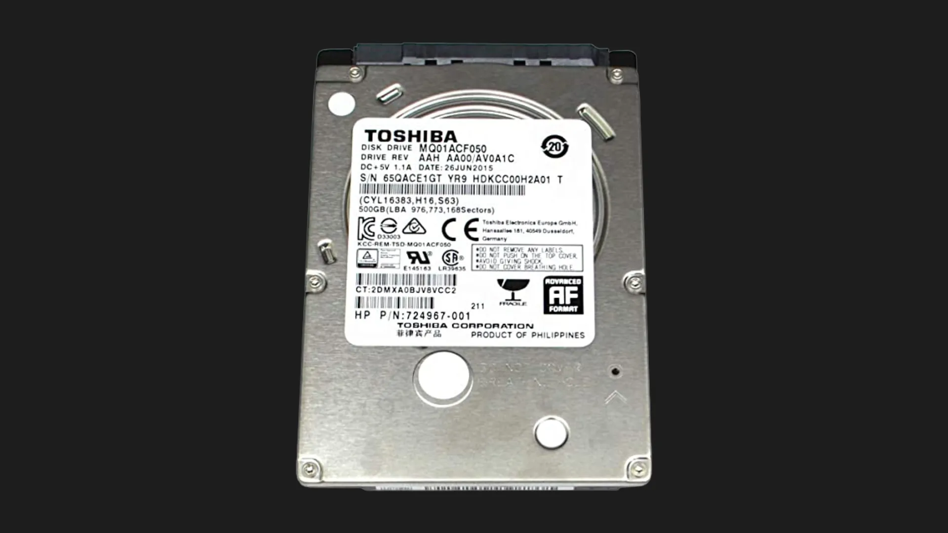 Жорсткий диск Toshiba 500GB 2.5" 16MB 7200rpm (MQ01ACF050)