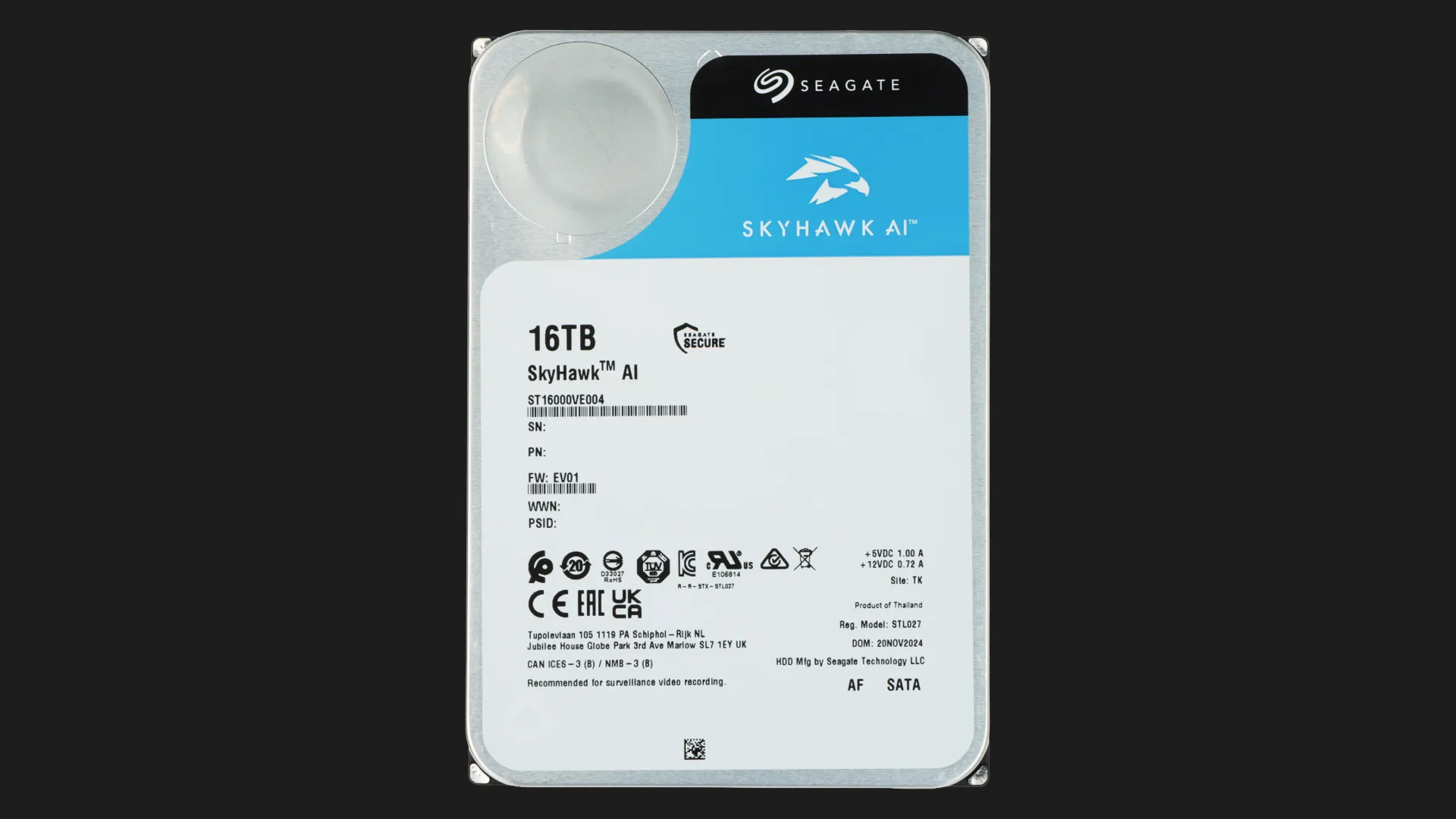 Жорсткий диск Seagate SkyHawk AI 16TB 3.5" 512MB 7200rpm (ST16000VE004)
