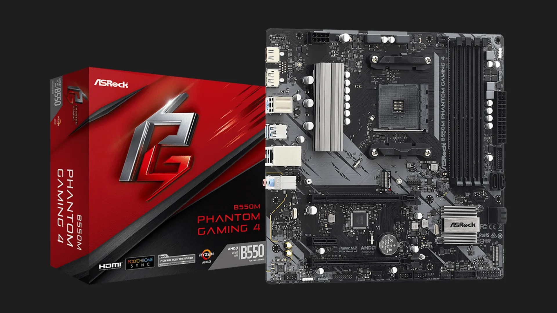 Материнська плата ASRock B550M PHANTOM GAMING 4 (sAM4) (B550M PHANTOM GAMING 4)