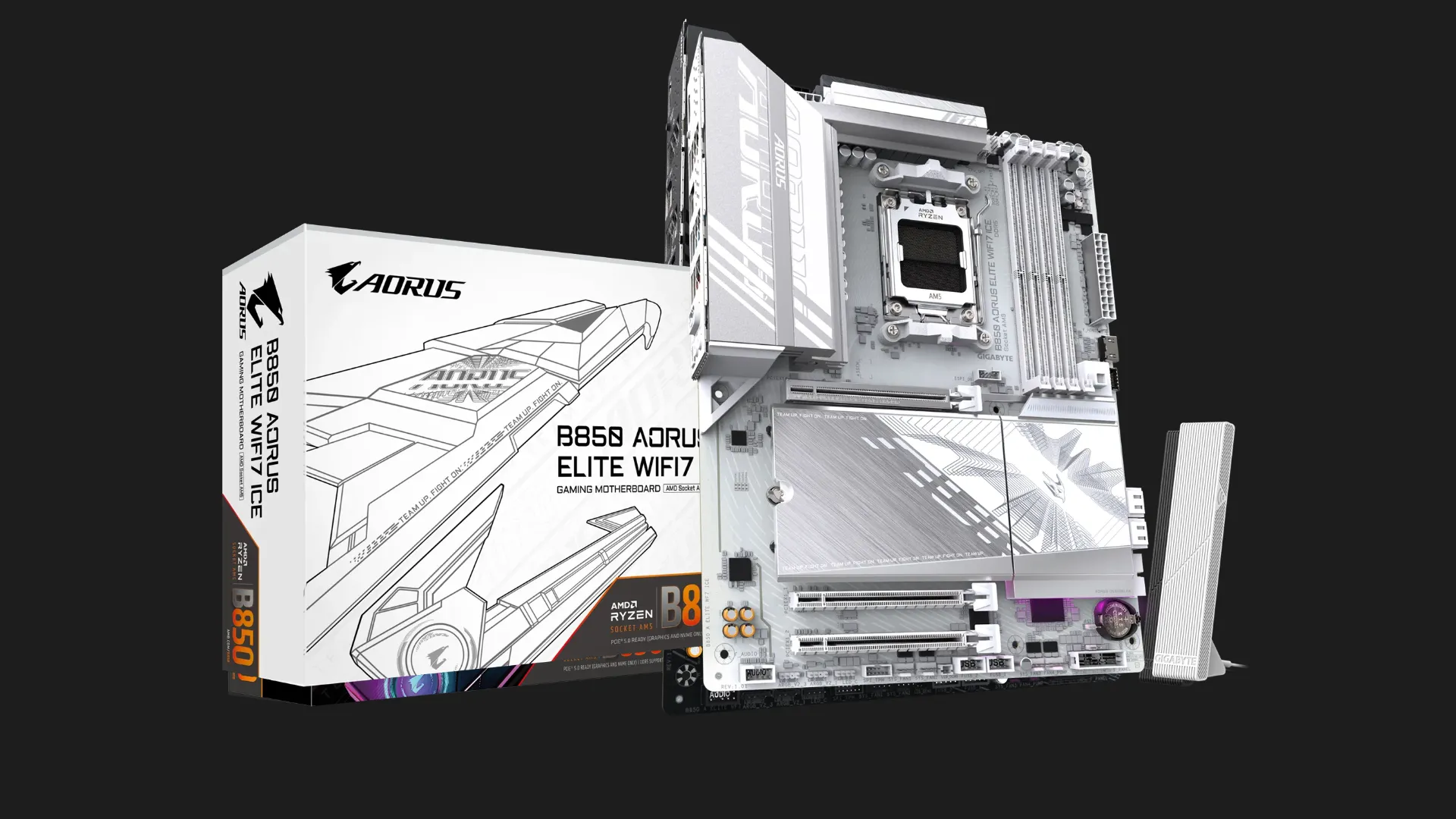 Материнська плата GIGABYTE B850 A ELITE WIFI7 ICE 1.1 (sAM5) (B850 A ELITE WF7 ICE 1.1)