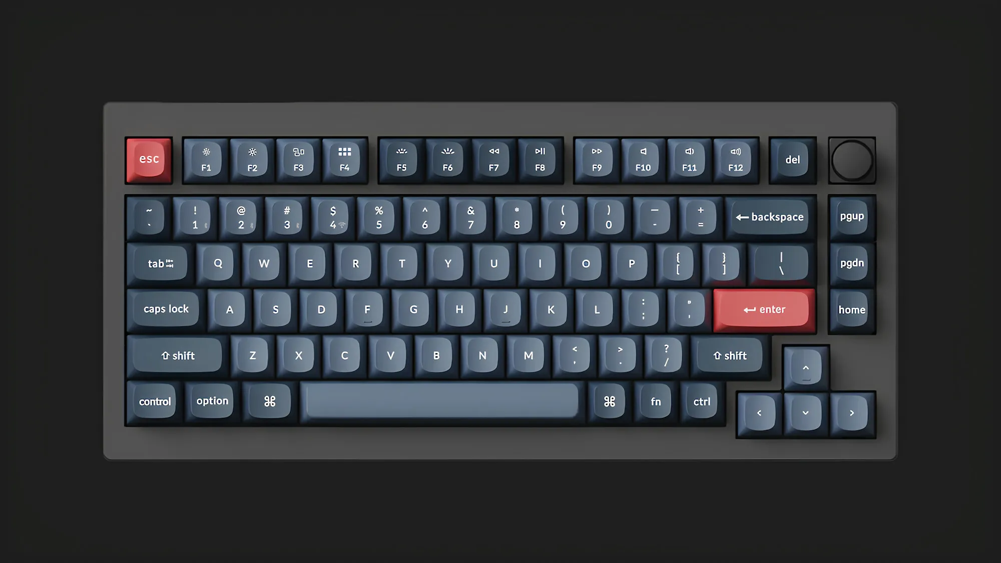 Ігрова клавіатура Keychron V1 Max 84 Key RGB Hot-Swap Gateron Jupiter Red Knob Carbon (Black) (V1MD1_KEYCHRON)