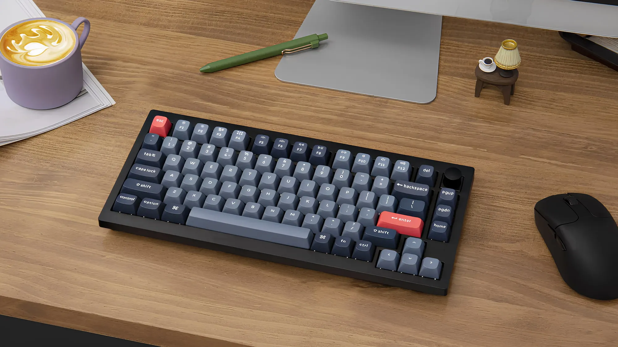 Ігрова клавіатура Keychron V1 Max 84 Key RGB Hot-Swap Gateron Jupiter Red Knob Carbon (Black) (V1MD1_KEYCHRON)