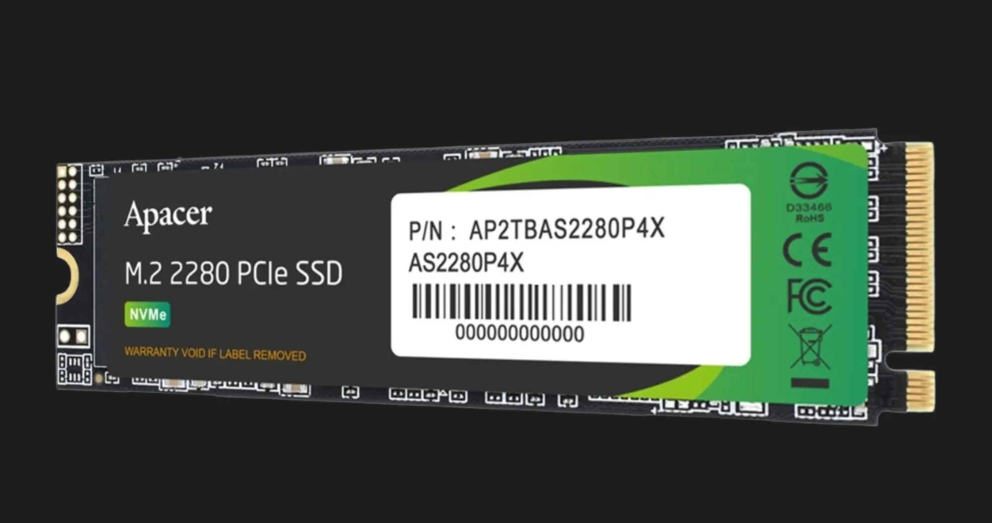Накопичувач SSD Apacer AS2280P4X 256GB NVMe PCIe 3.0 (AP256GAS2280P4X-1)