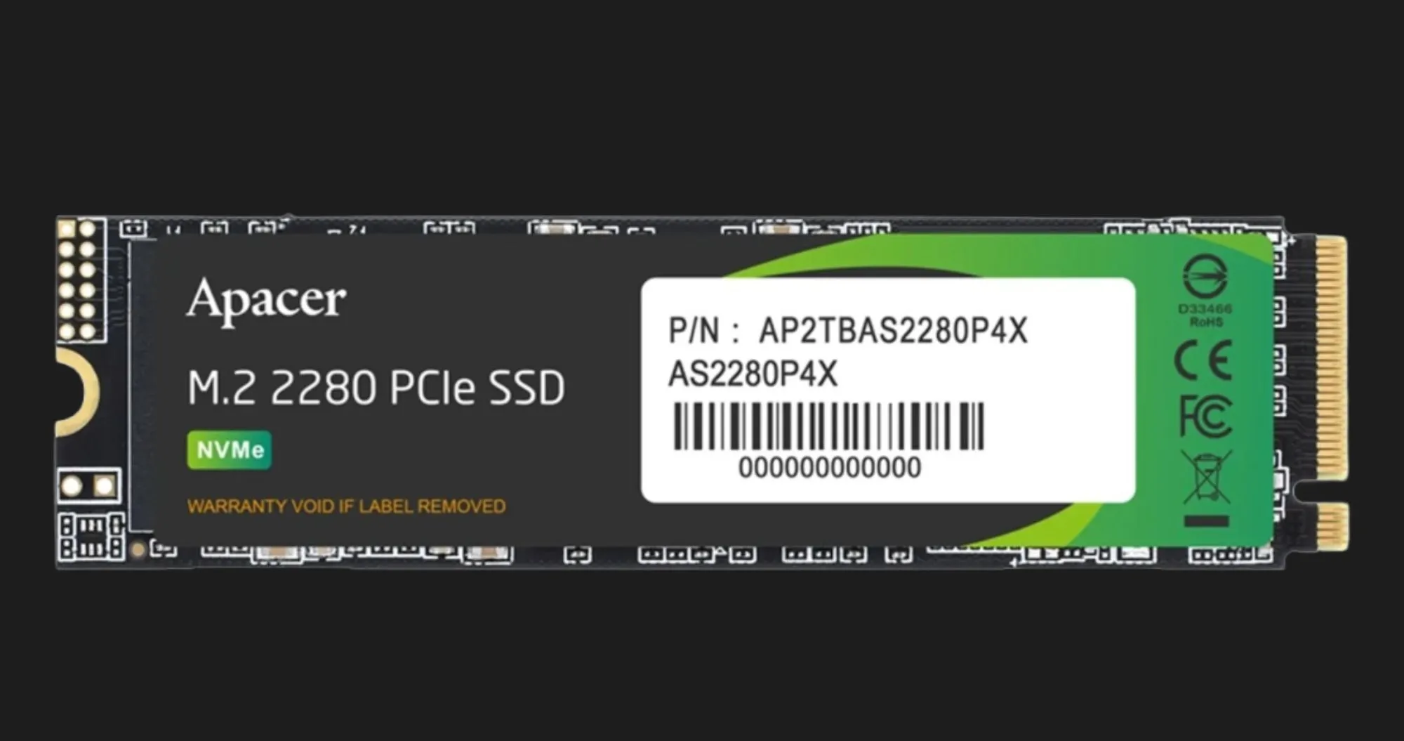 Накопичувач SSD Apacer AS2280P4X 256GB NVMe PCIe 3.0 (AP256GAS2280P4X-1)