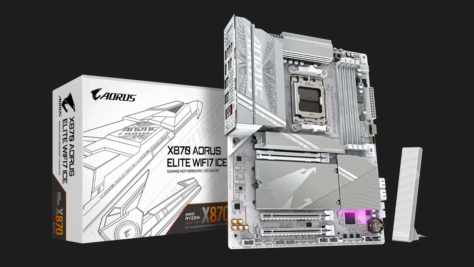Материнська плата GIGABYTE X870 A ELITE WIFI7 ICE 1.1 (sAM5) (X870 A ELITE WF7 ICE 1.1)