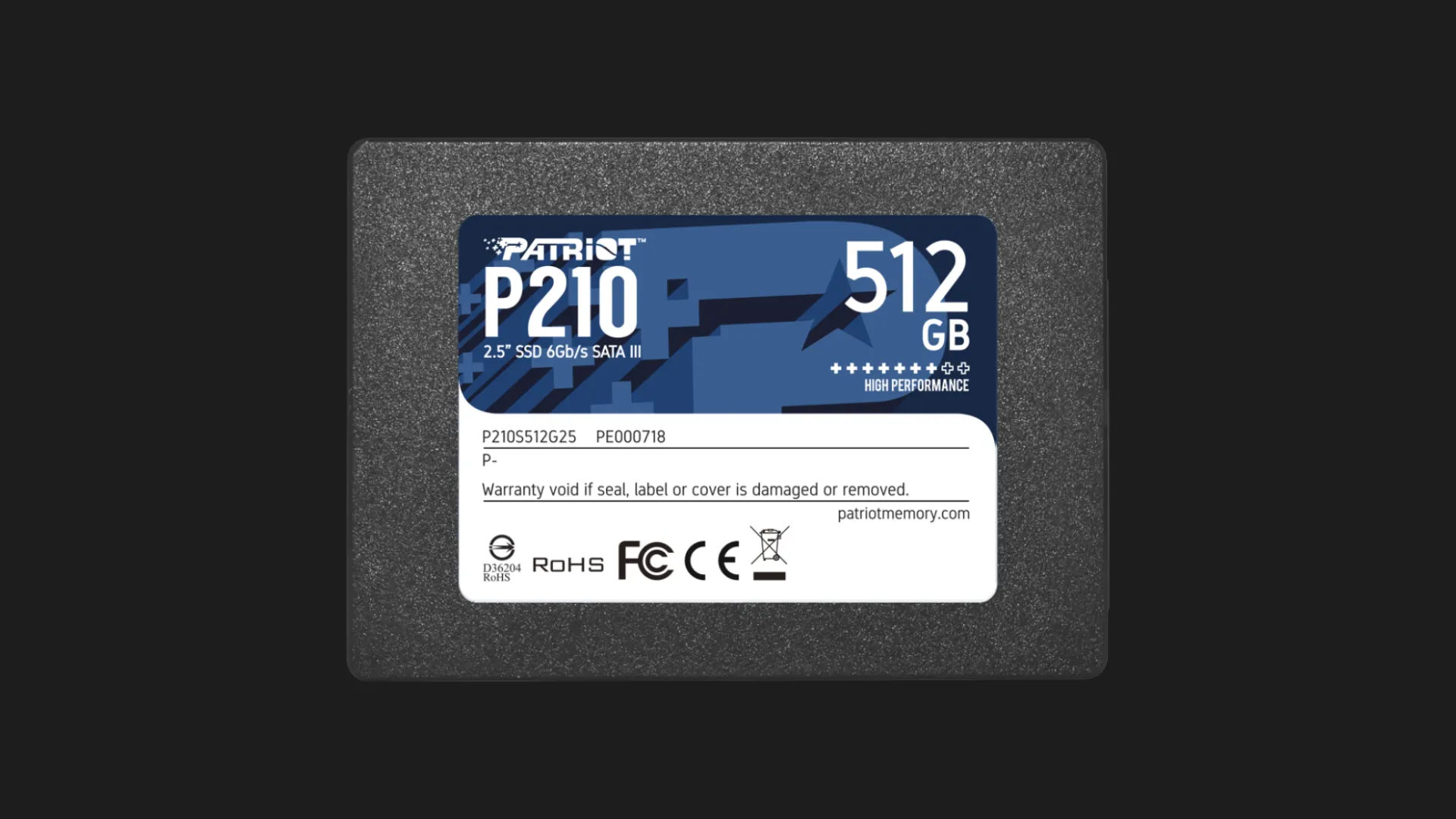 Накопитель SSD Patriot P210 512GB SATA (P210S512G25)