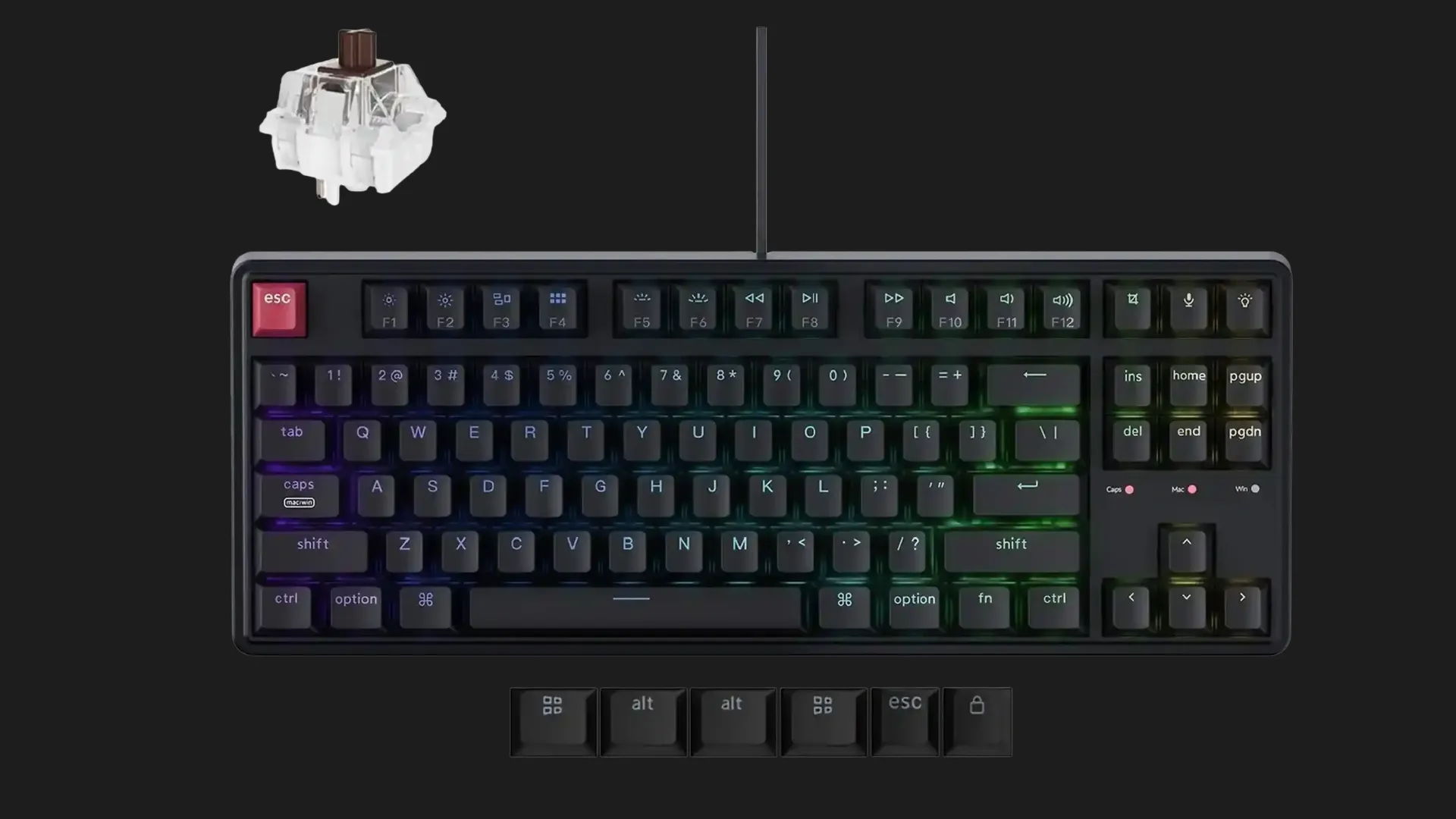 Игровая клавиатура Keychron C3 Pro V2 87 Key RGB K pro Brown (Black) (C3PX-H3-UA)